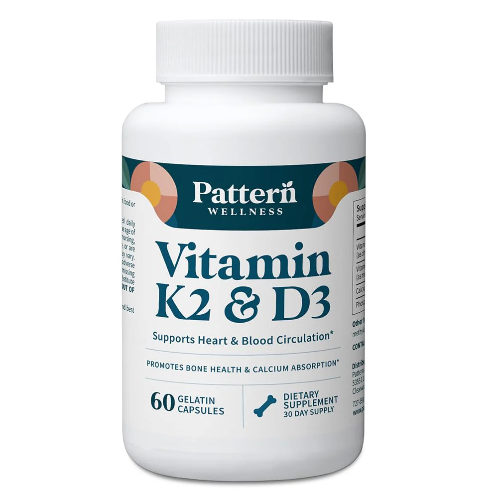 Pattern Wellness Vitamin K2 and D3 with Calcium - Bone Health, Circulatory & Immune Support - Non-GMO - 60 Capsules - Image 10