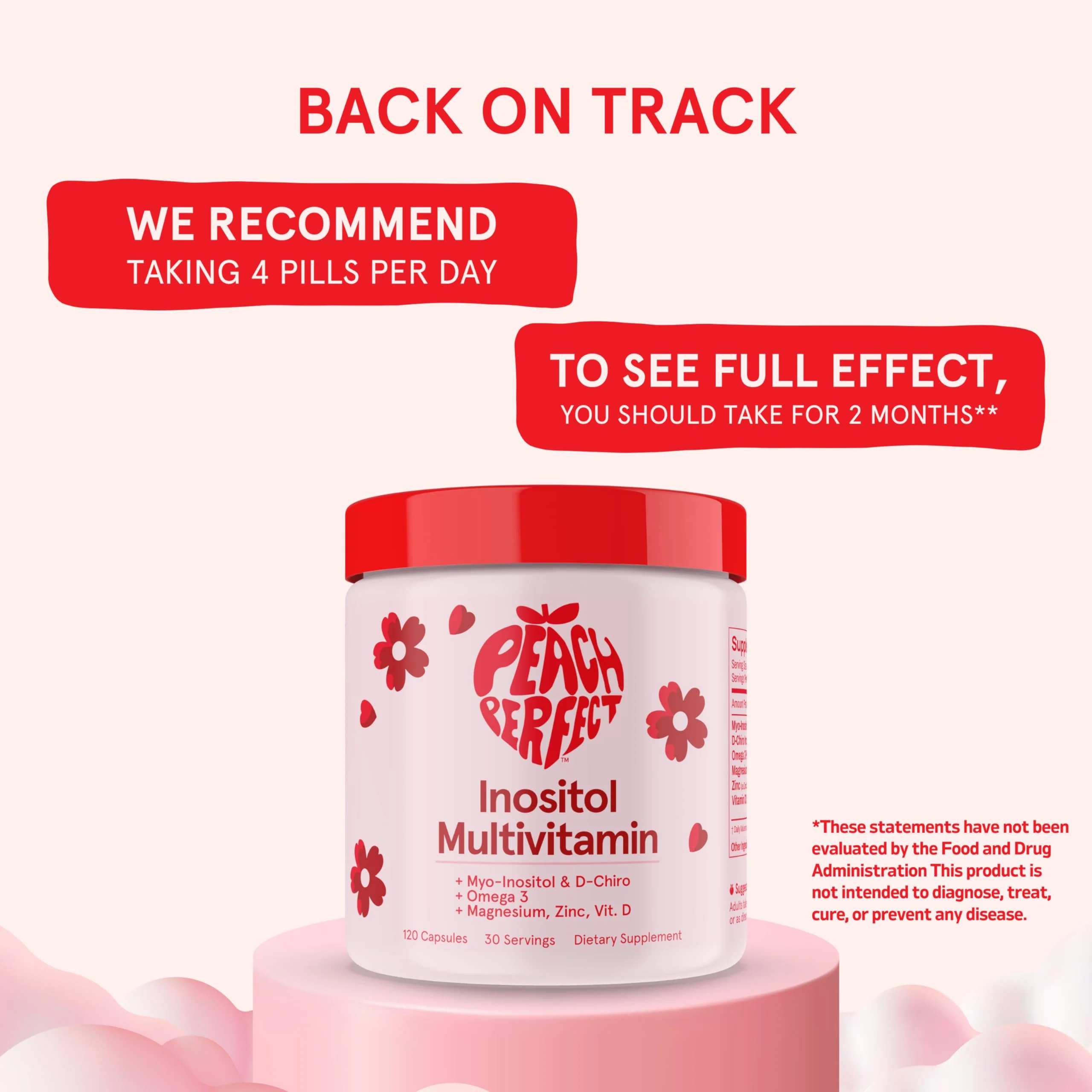 Peach Perfect Inositol Multivitamin – Myo-Inositol & D-Chiro 40:1, Omega-3, D3, Mg, Zn – Women Health – 30 SVG - Image 6