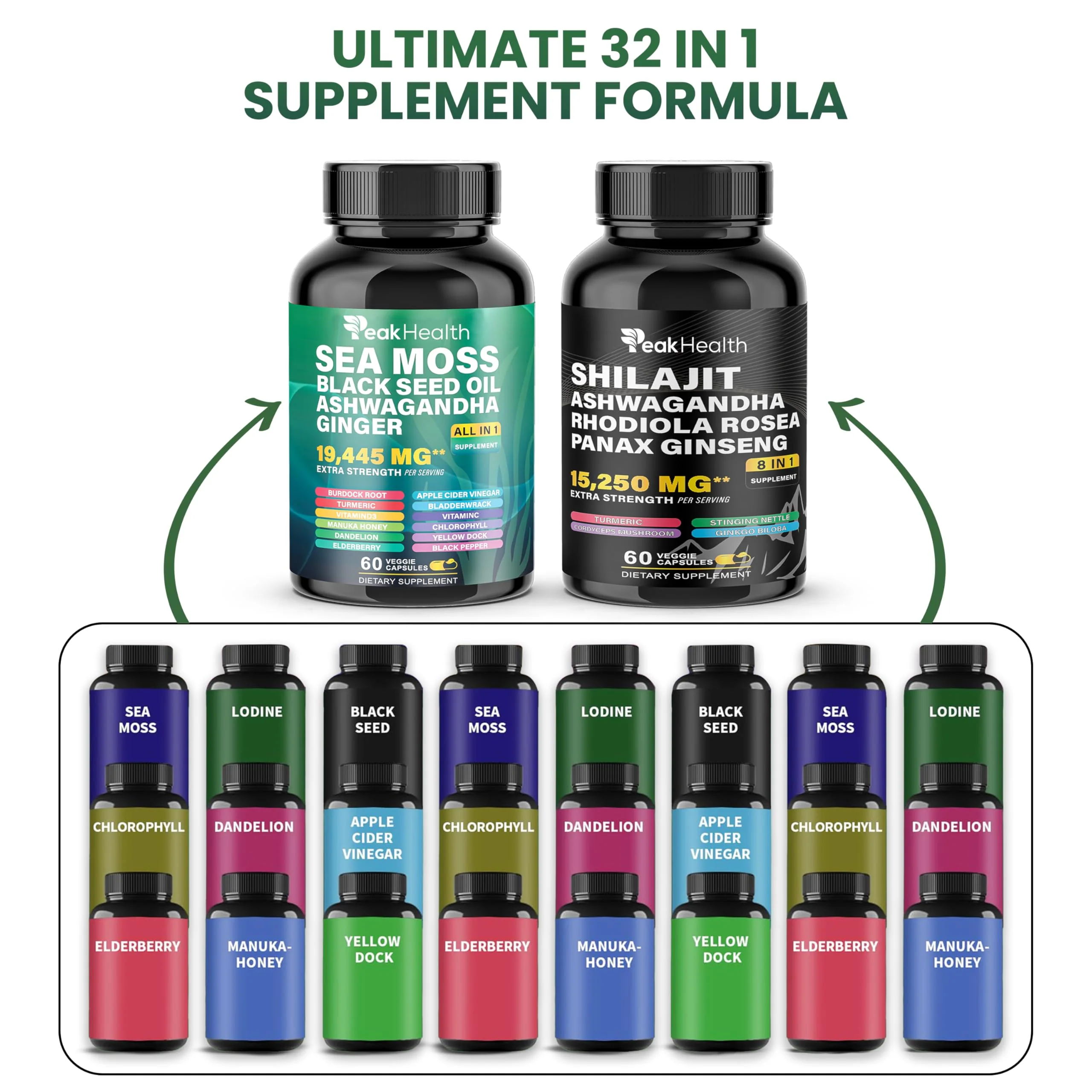 Peakhealth Shilajit Sea Moss & Black Seed Oil Capsules – 2 Bottle Combo (60 Capsules Each) - Image 5