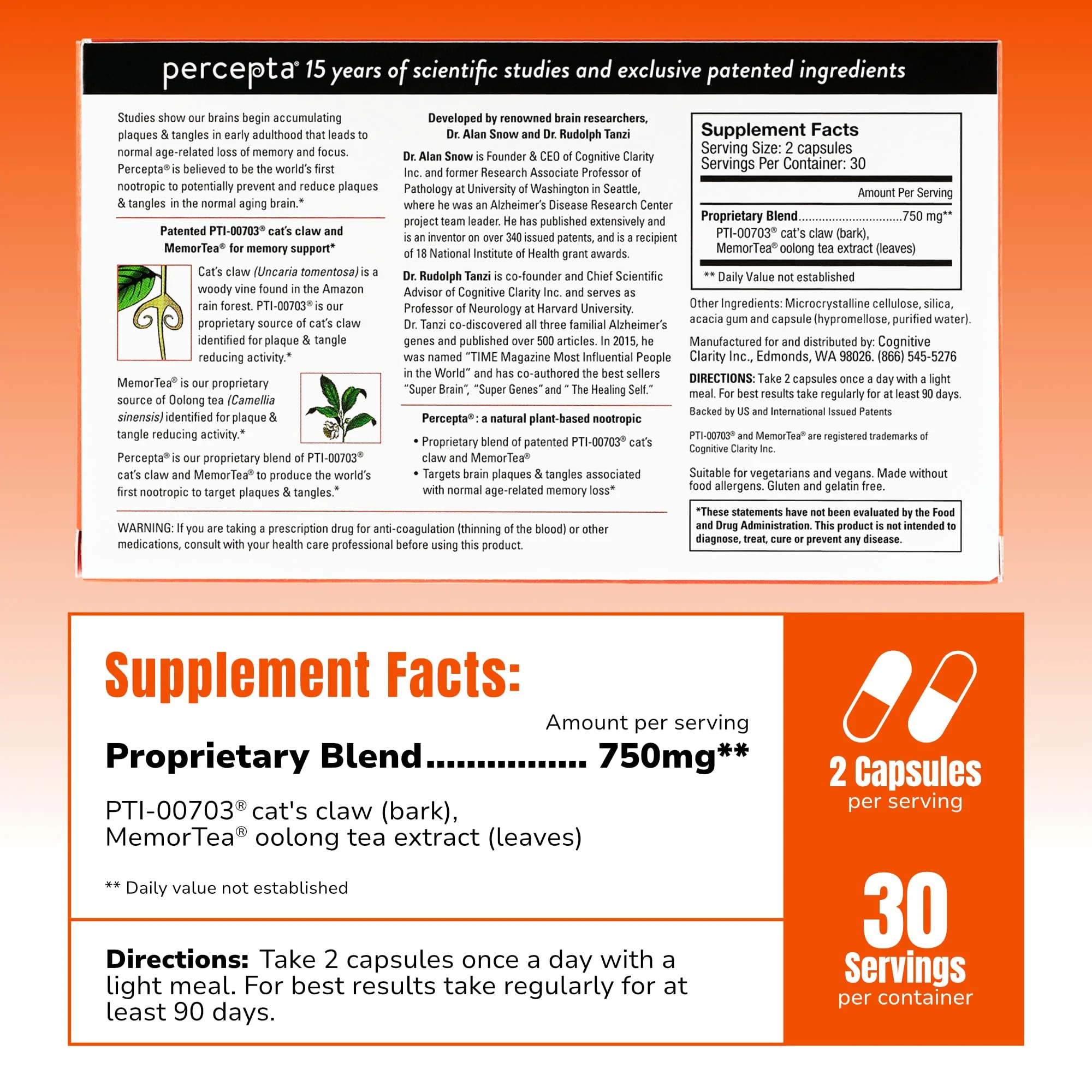 Percepta Plant-Based Memory Support – Natural Nootropic Brain Booster | 30 Day Supply - Image 3