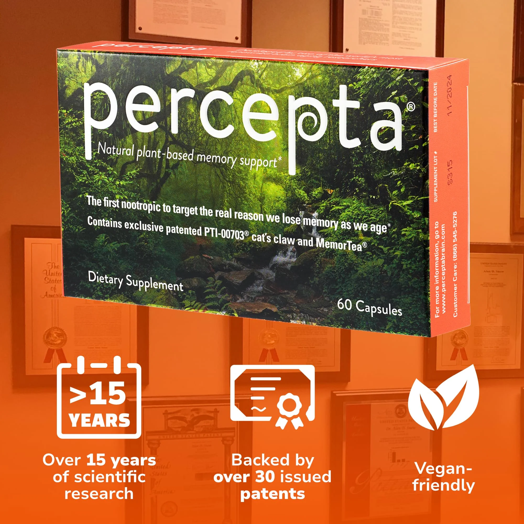 Percepta Plant-Based Memory Support – Natural Nootropic Brain Booster | 30 Day Supply - Image 8