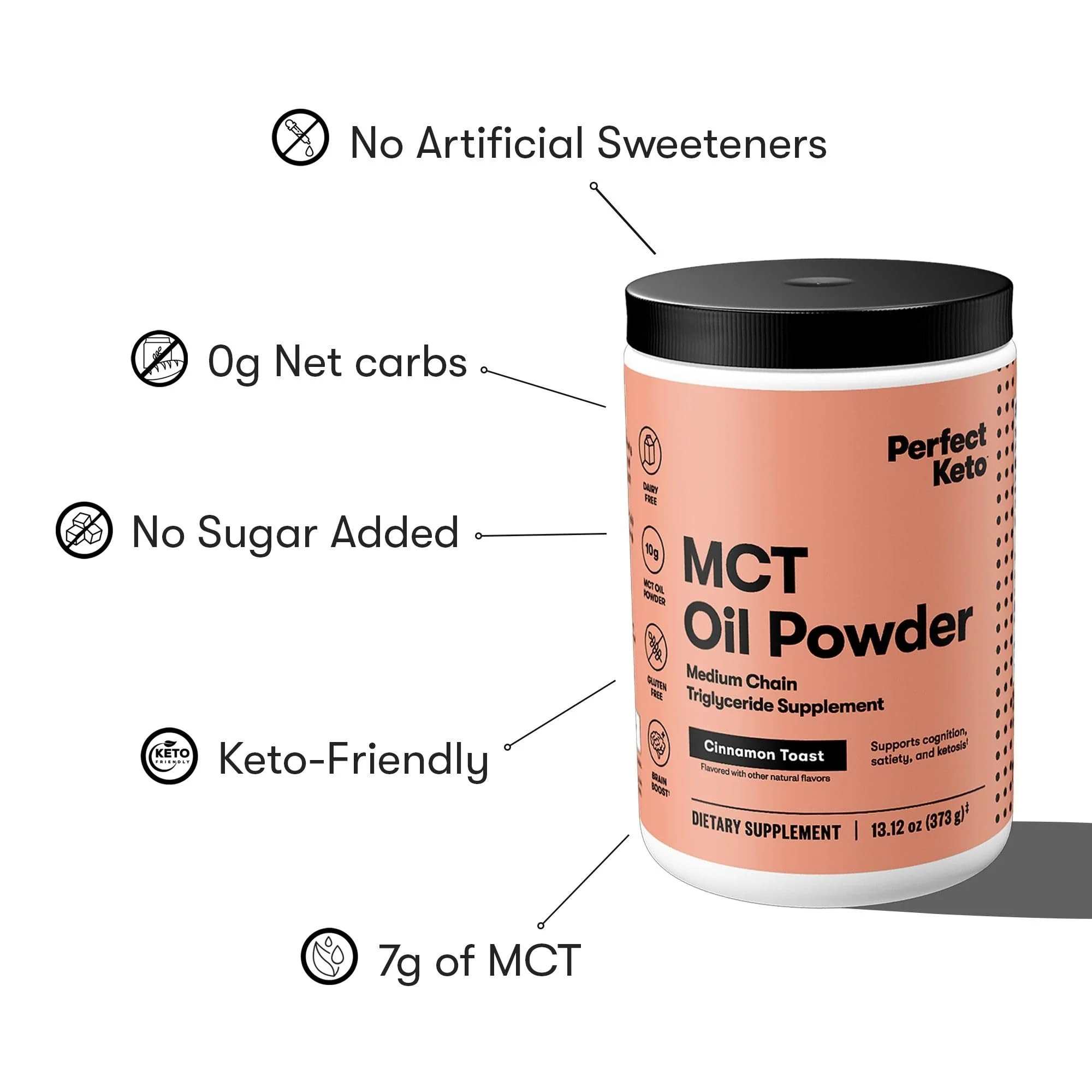 Perfect Keto 7g MCT Oil Powder – Cinnamon Toast, Non-Dairy Keto Coffee Creamer, 30 Servings - Image 5