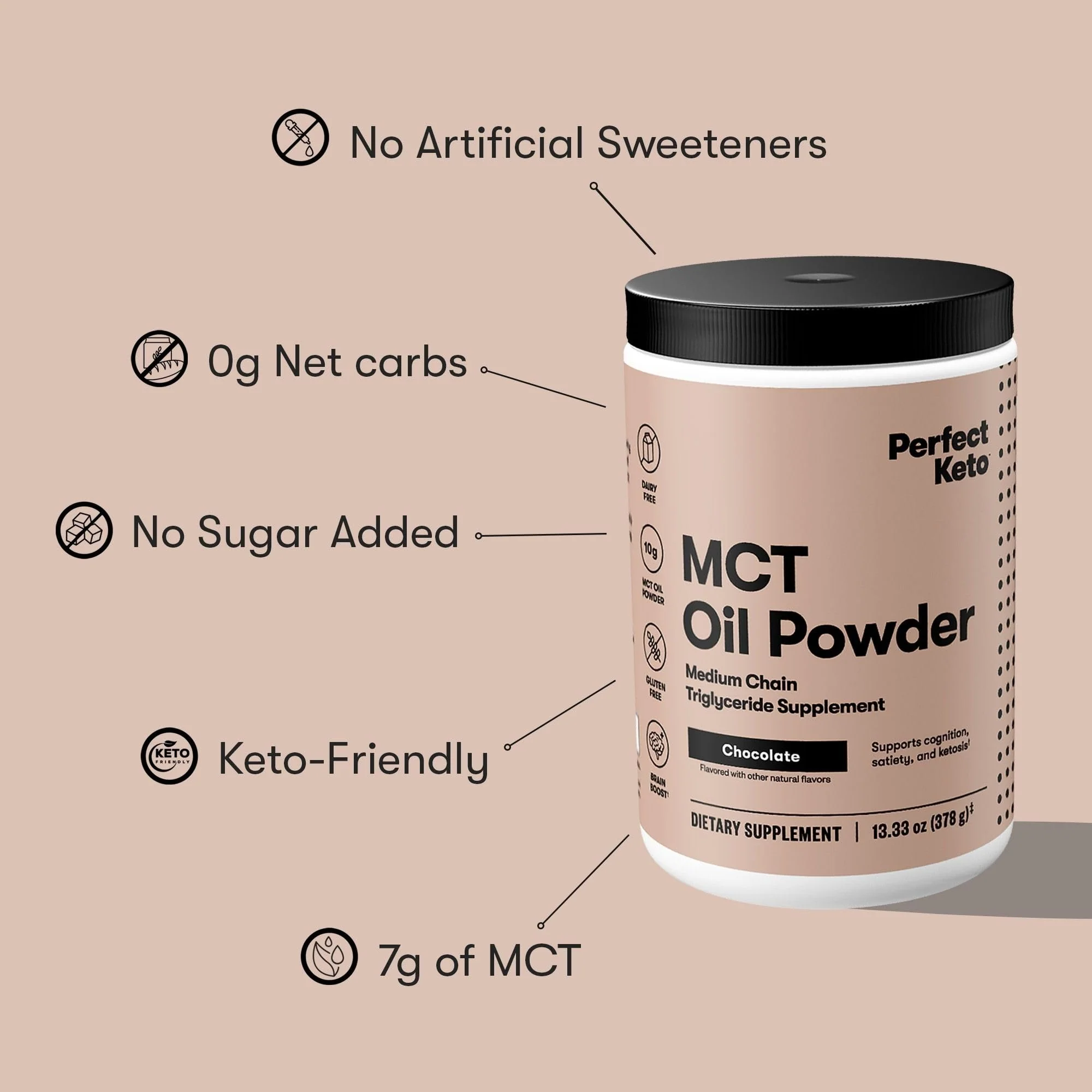 Perfect Keto 7g MCT Oil Powder – Dairy-Free Keto Coffee Creamer, 30 Servings - Image 14