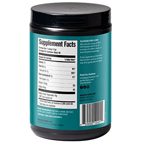 Perfect Keto 7g MCT Oil Powder – Salted Caramel Non-Dairy Keto Coffee Creamer, 30 Servings - Image 10