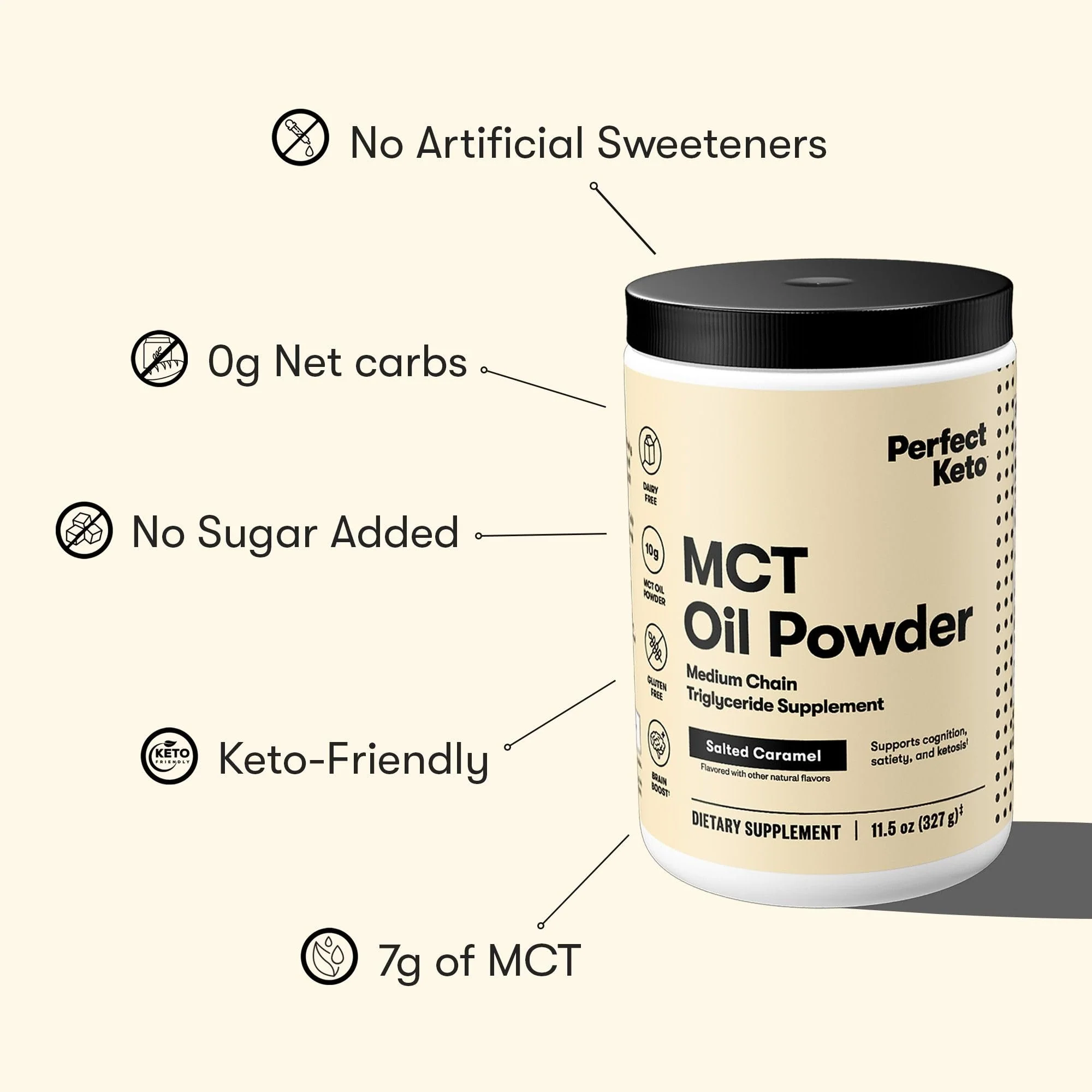 Perfect Keto 7g MCT Oil Powder – Salted Caramel Non-Dairy Keto Coffee Creamer, 30 Servings - Image 6