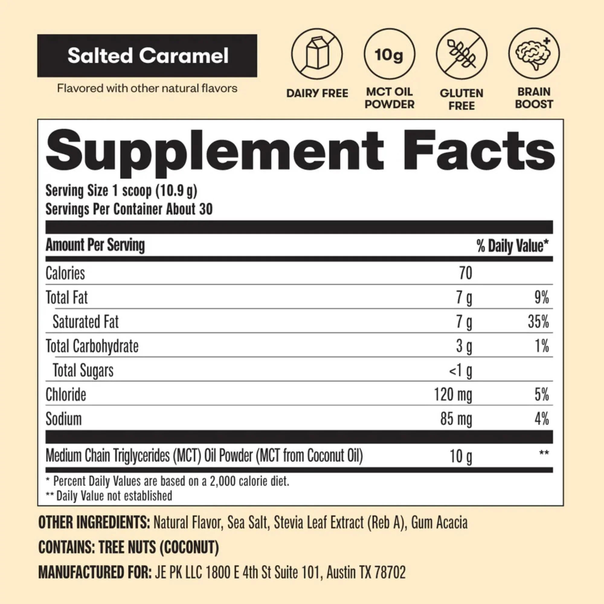 Perfect Keto 7g MCT Oil Powder – Salted Caramel Non-Dairy Keto Coffee Creamer, 30 Servings - Image 8