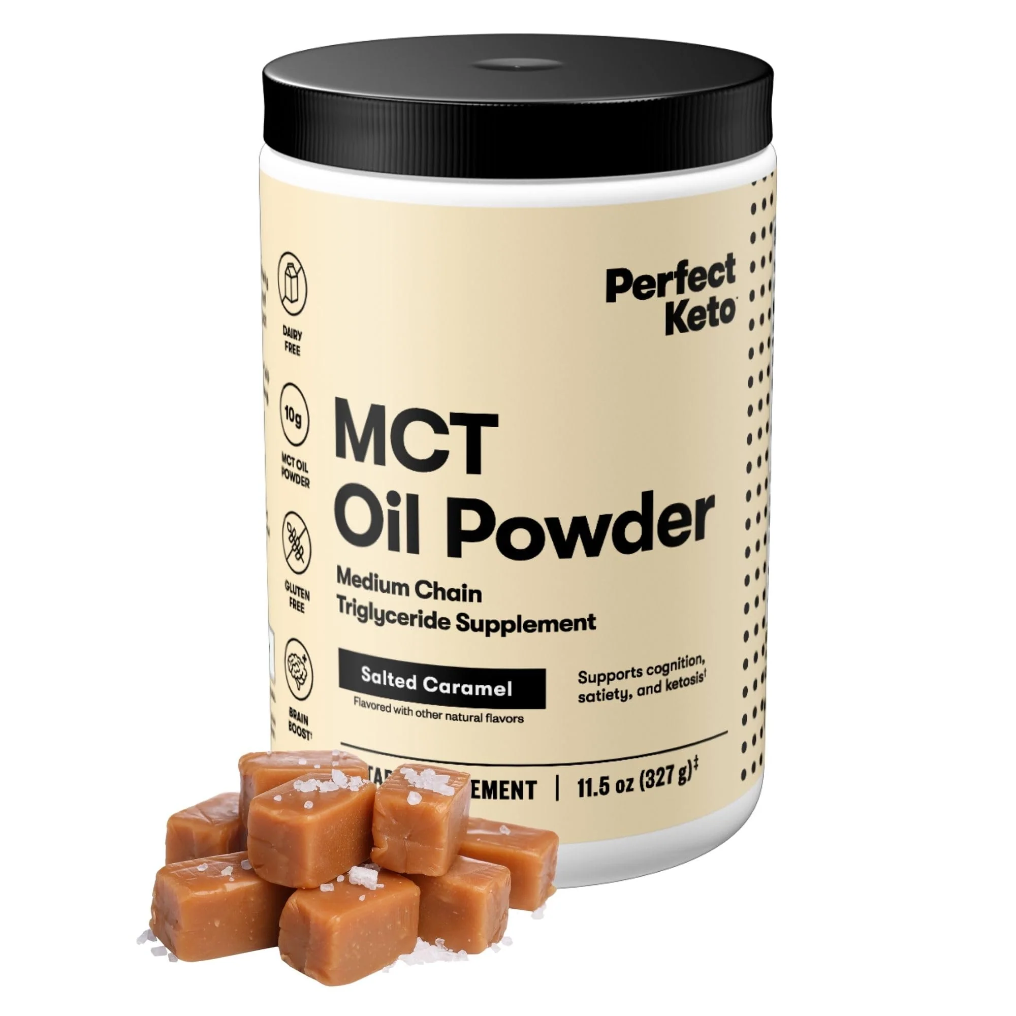 Perfect Keto 7g MCT Oil Powder – Salted Caramel Non-Dairy Keto Coffee Creamer, 30 Servings - Image 9