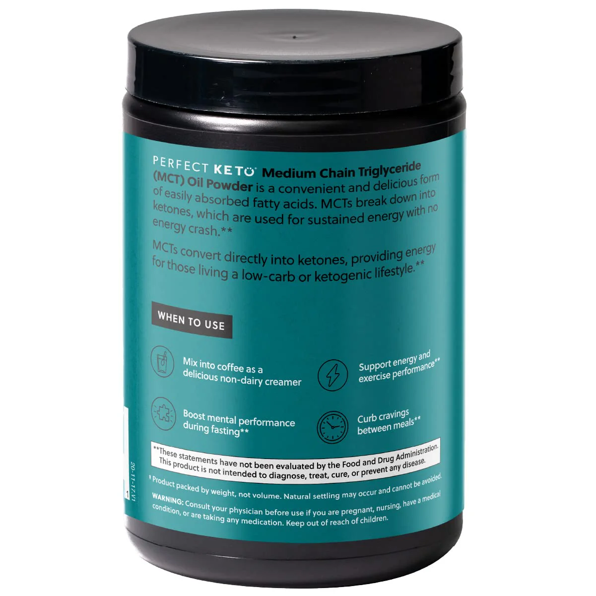 Perfect Keto 7g MCT Oil Powder – Unflavored, Non-Dairy Keto Coffee Creamer | 30 Servings - Image 3