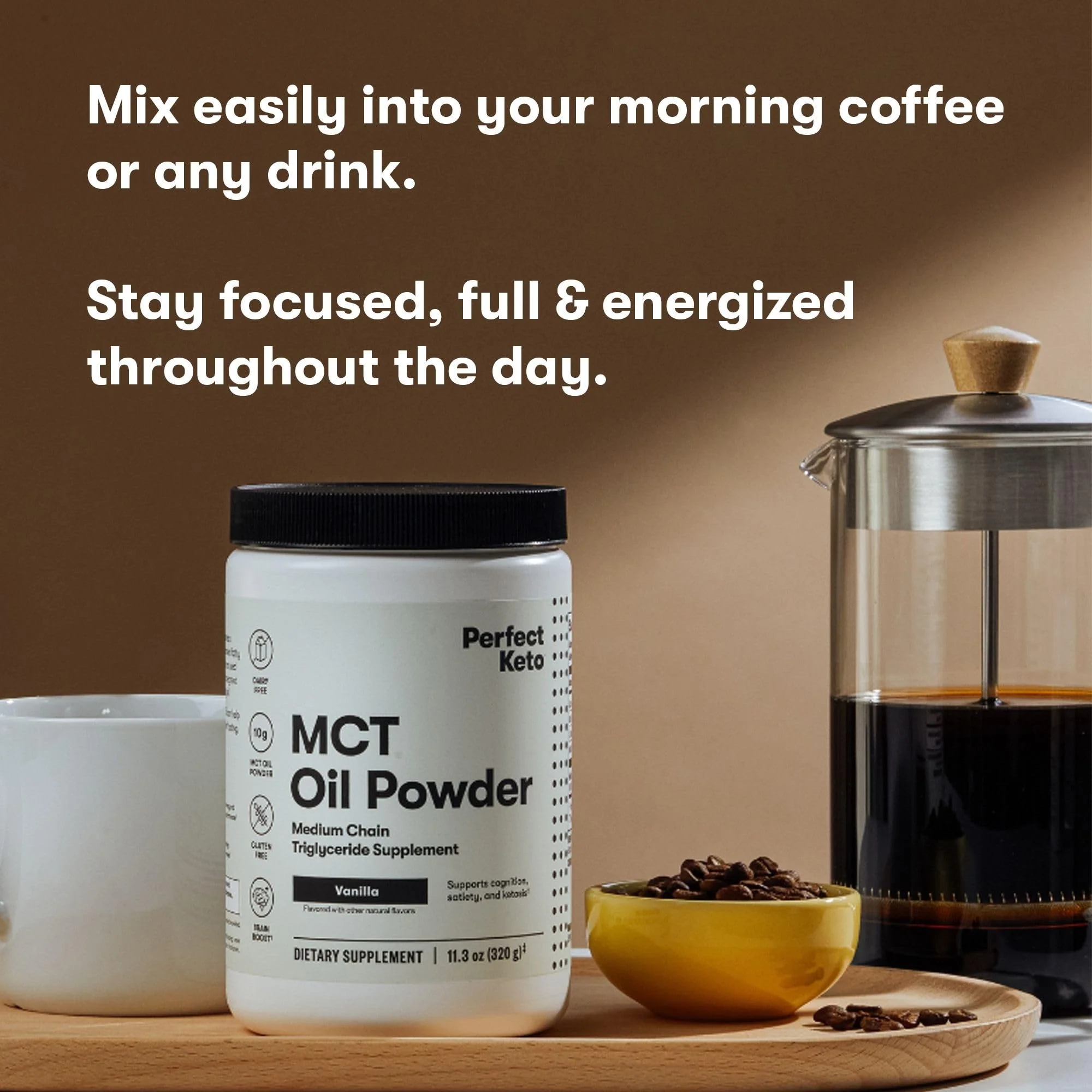 Perfect Keto 7g MCT Oil Powder Vanilla – Non-Dairy Keto Coffee Creamer, 30 Servings - Image 13