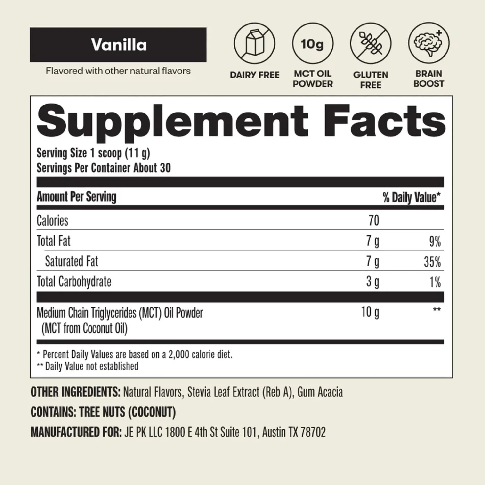 Perfect Keto 7g MCT Oil Powder Vanilla – Non-Dairy Keto Coffee Creamer, 30 Servings - Image 16