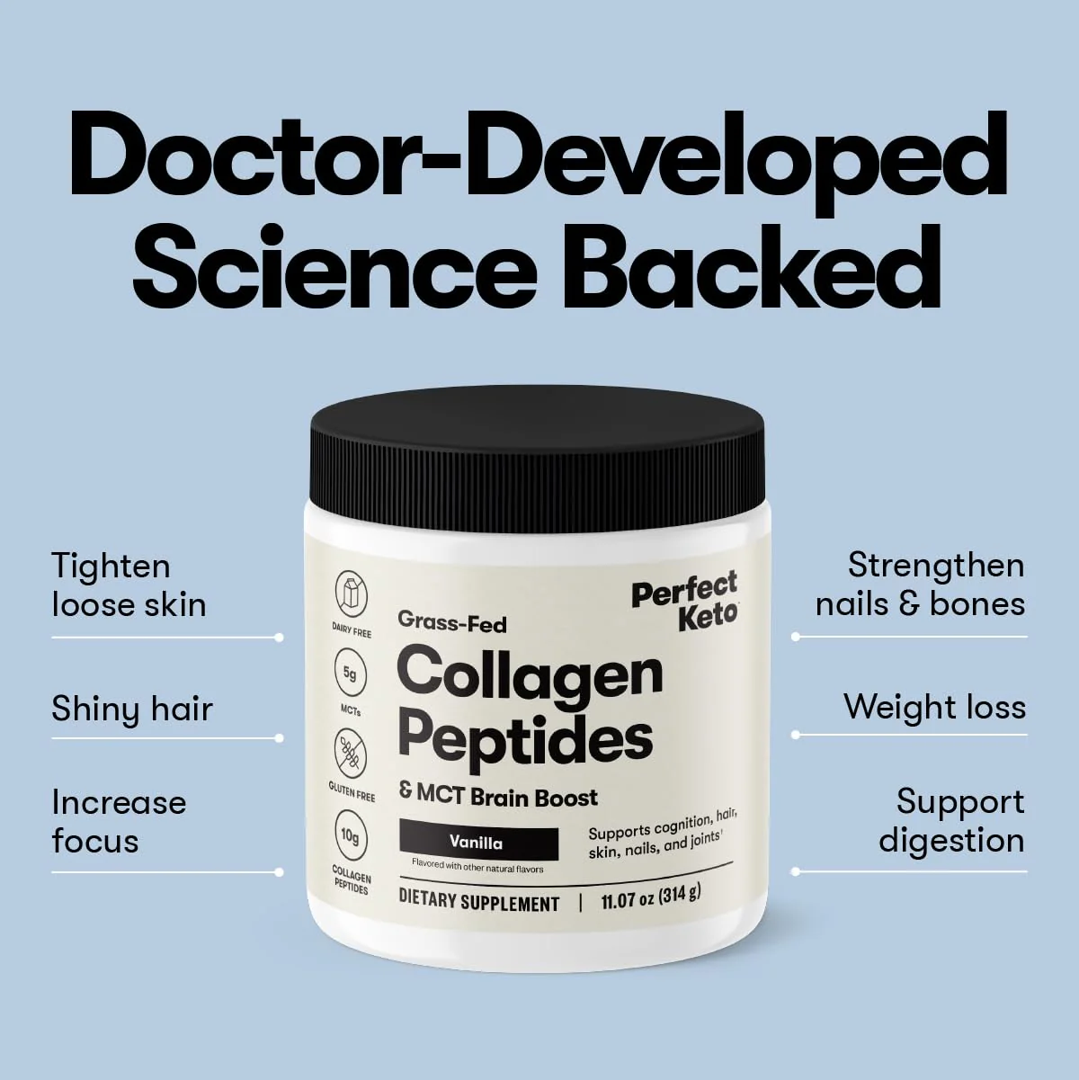 Perfect Keto Collagen Peptides Powder with MCT Oil – Grass-Fed Type I & III, Gluten Free, Low Carb, Keto Coffee Creamer - Image 17