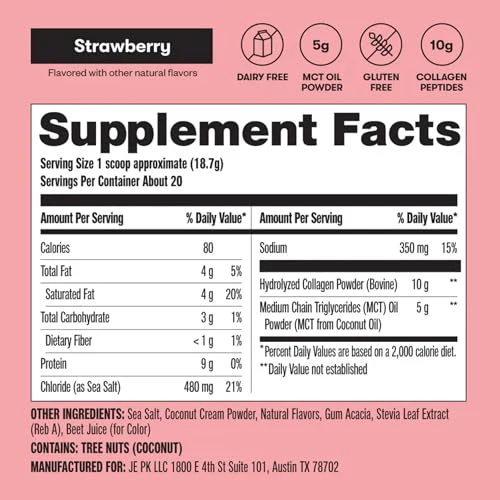 Perfect Keto Collagen Peptides with MCT Oil – Grass-Fed Type I & III, Strawberry Flavor - Image 20