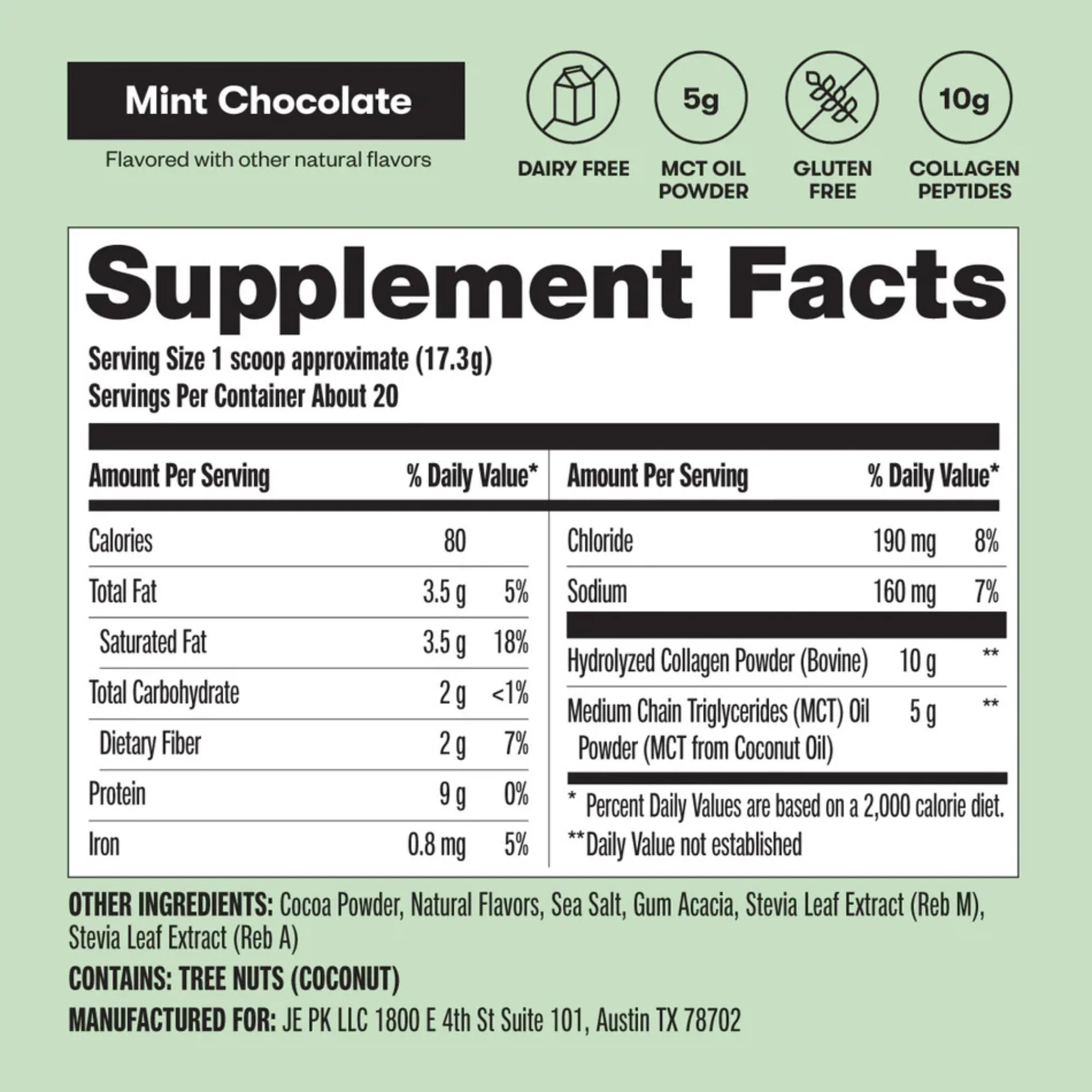 Perfect Keto Collagen Protein Powder with MCT Oil – Grass-Fed, Gluten-Free, Mint Chocolate - Image 7