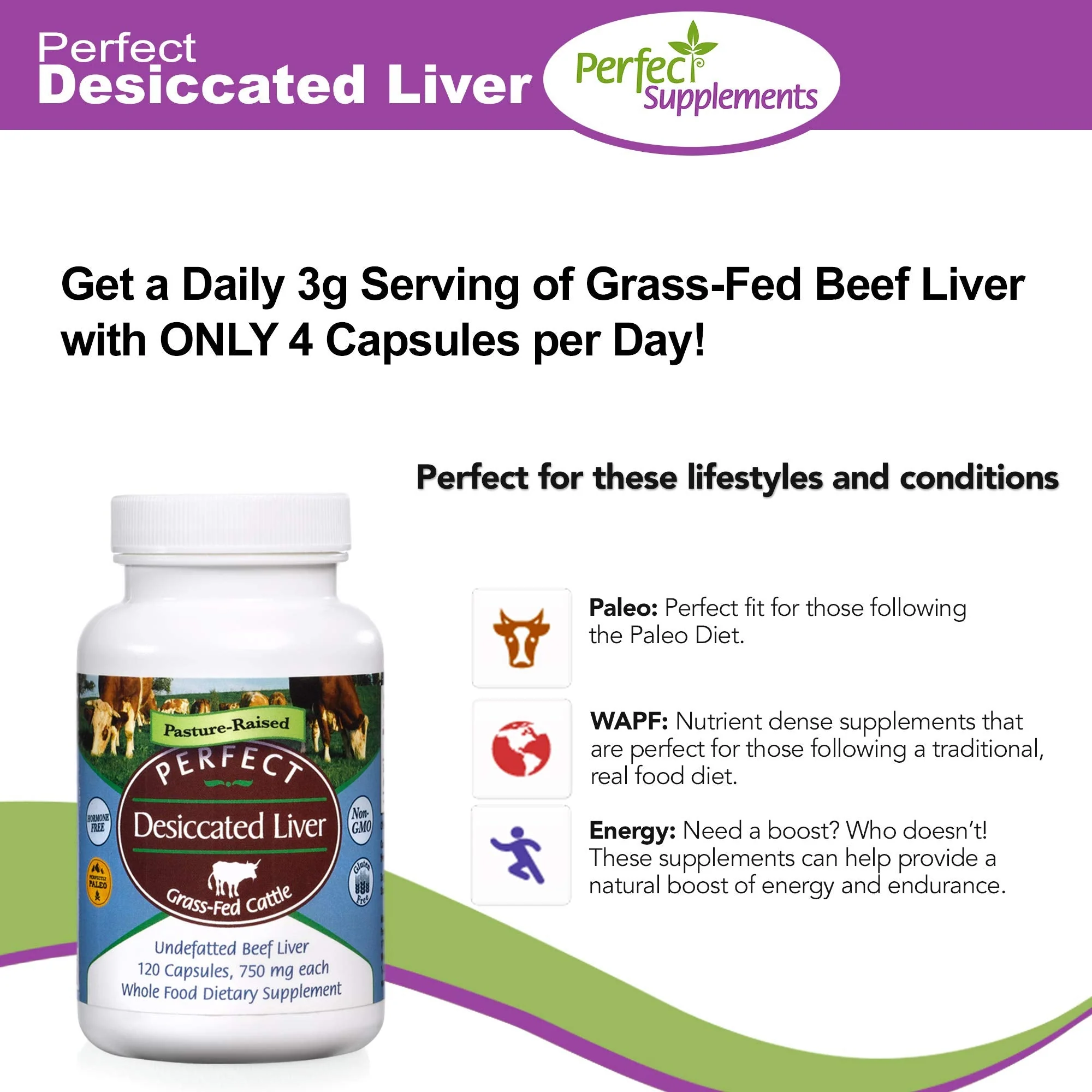 Perfect Supplements Desiccated Liver – 120 Capsules – Undefatted Beef Liver – Grass-Fed Argentinean Cattle – 2 Pack - Image 4