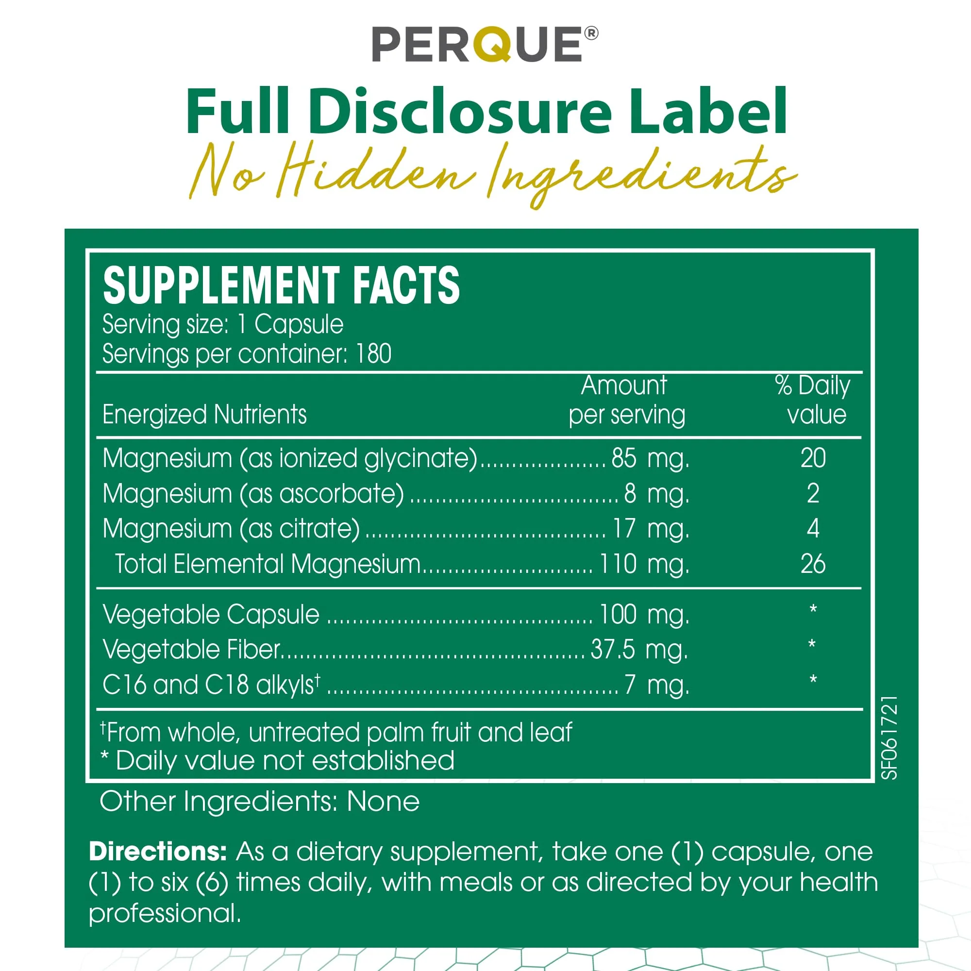 PERQUE Mg Plus Guard — High-Absorption Magnesium Glycinate, 180 Veg Capsules - Image 10