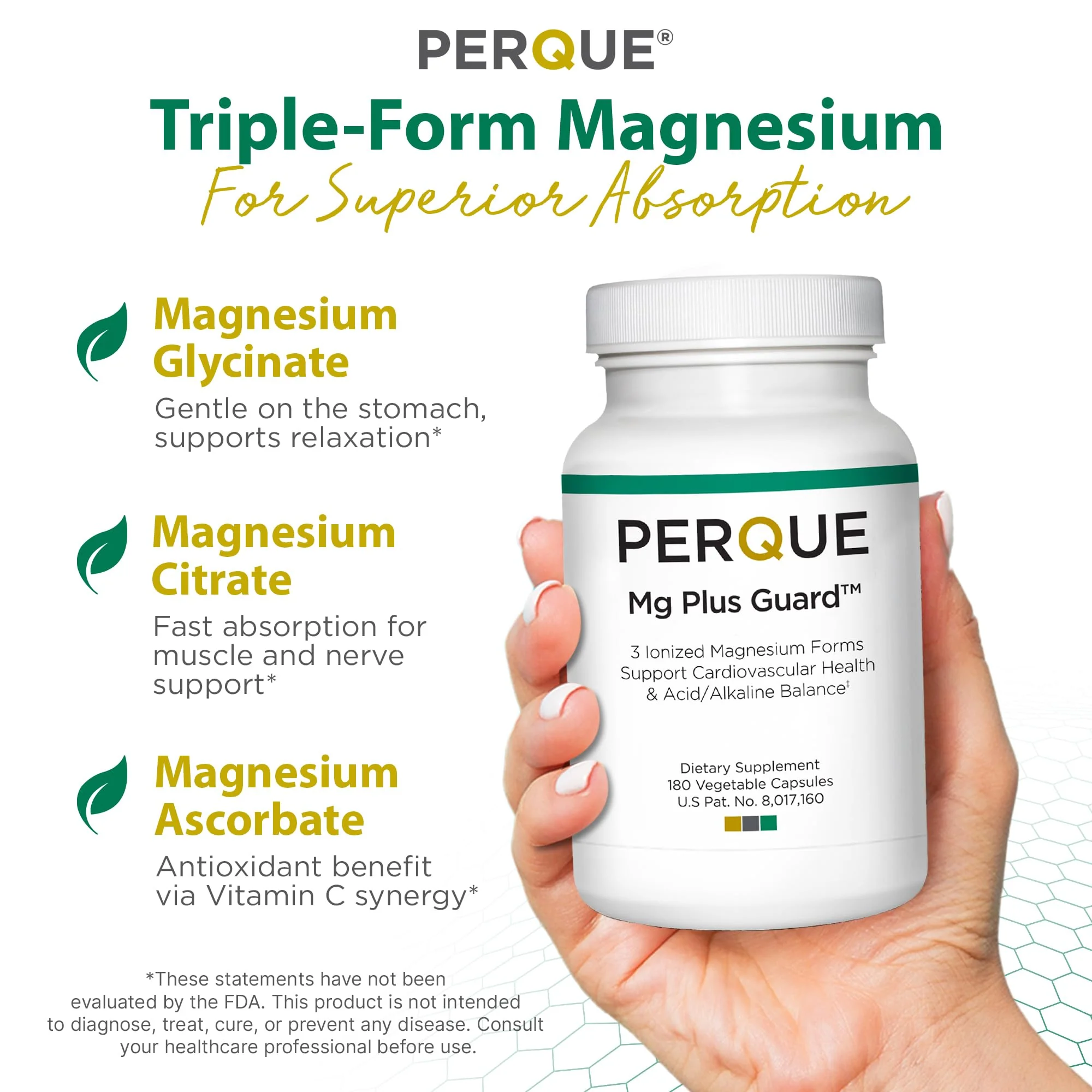 PERQUE Mg Plus Guard — High-Absorption Magnesium Glycinate, 180 Veg Capsules - Image 3