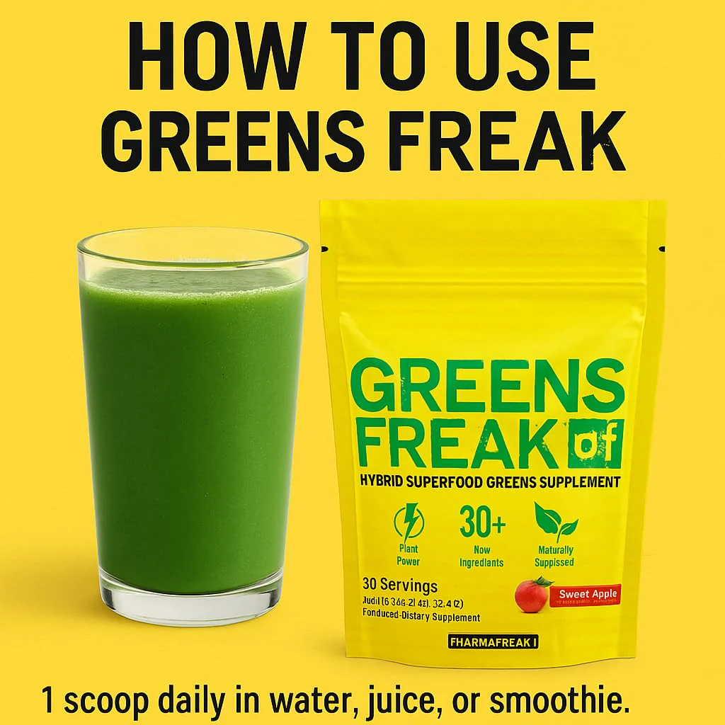Pharmafreak Greens Freak – Sweet Apple Greens Powder with Spirulina & 30+ Ingredients - Image 4