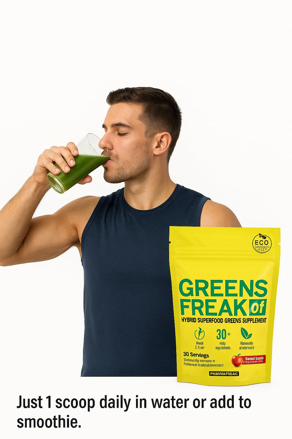 Pharmafreak Greens Freak – Sweet Apple Greens Powder with Spirulina & 30+ Ingredients - Image 5