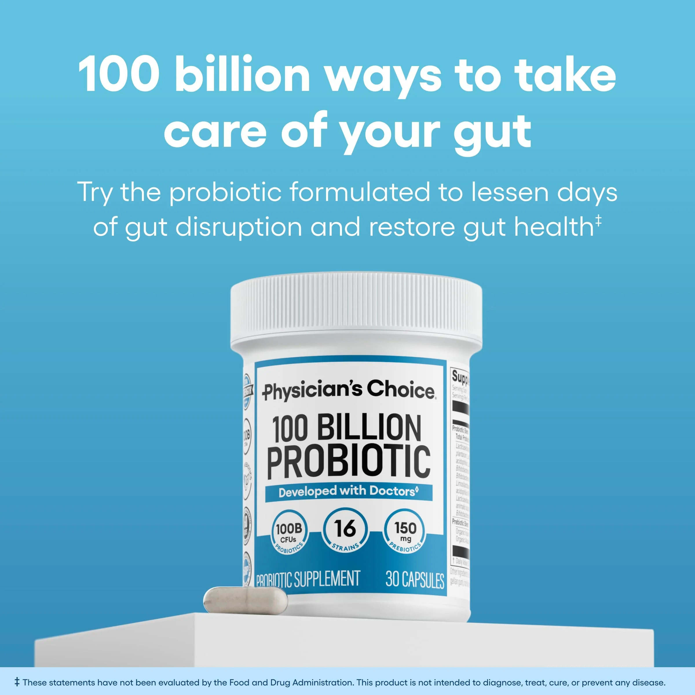 Physician's CHOICE 100 Billion Advanced Probiotic – 16 Strains + Organic Prebiotics | Digestive & Gut Health - Image 2