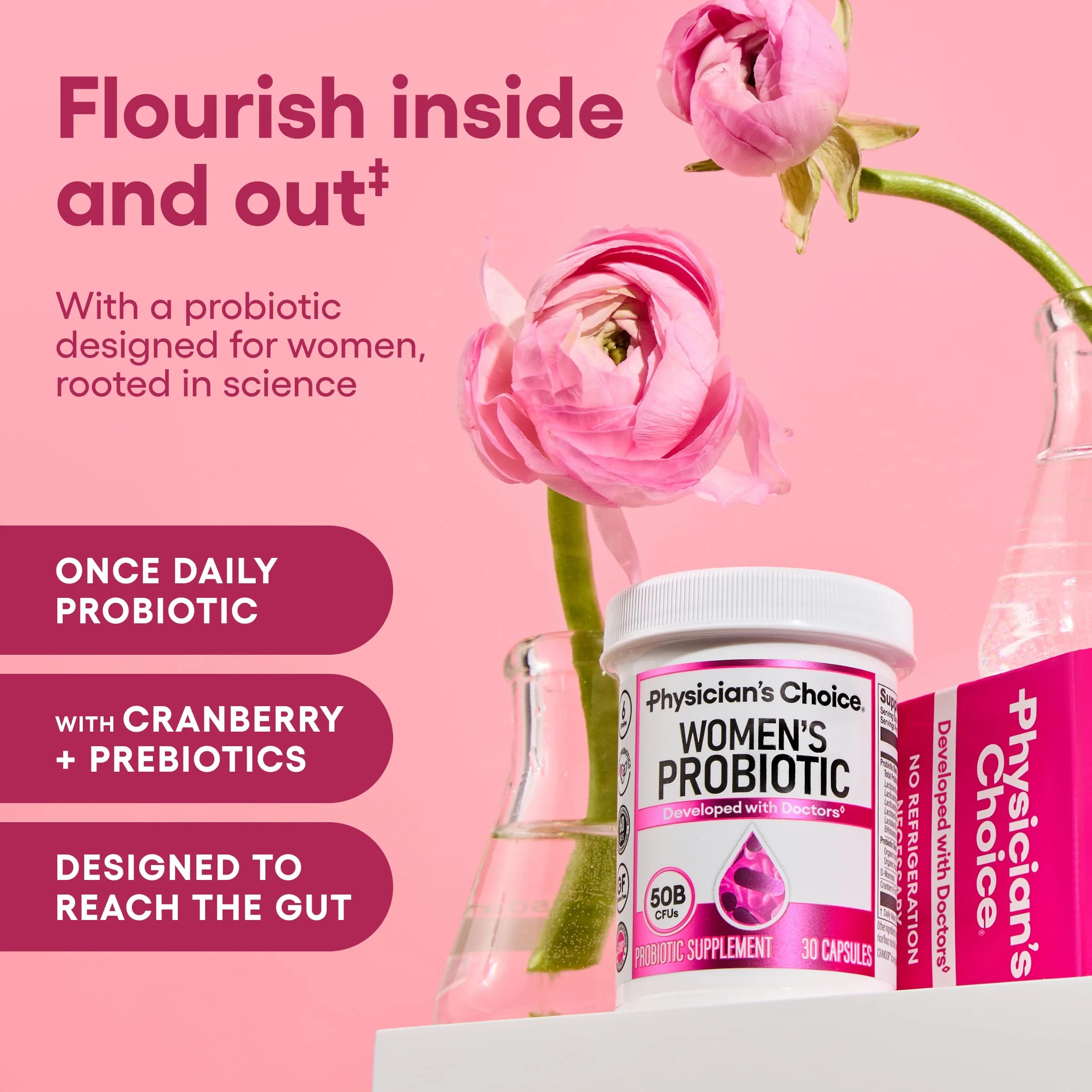 Physician's CHOICE Probiotics for Women - 50B CFU, 6 Strains, Cranberry + Organic Prebiotics - 84 CT - Image 8