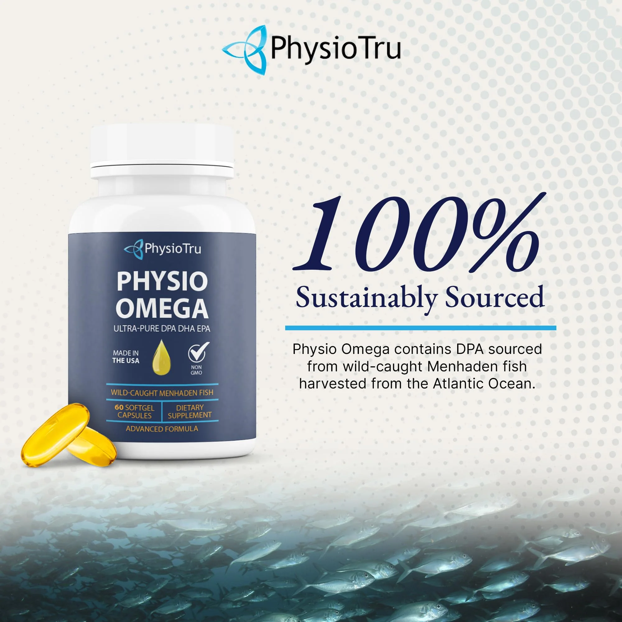 PhysioTru Omega 2400mg Fish Oil — EPA DHA DPA, Burpless, Light Citrus Flavor, Sustainably Sourced, 60 Softgels - Image 7