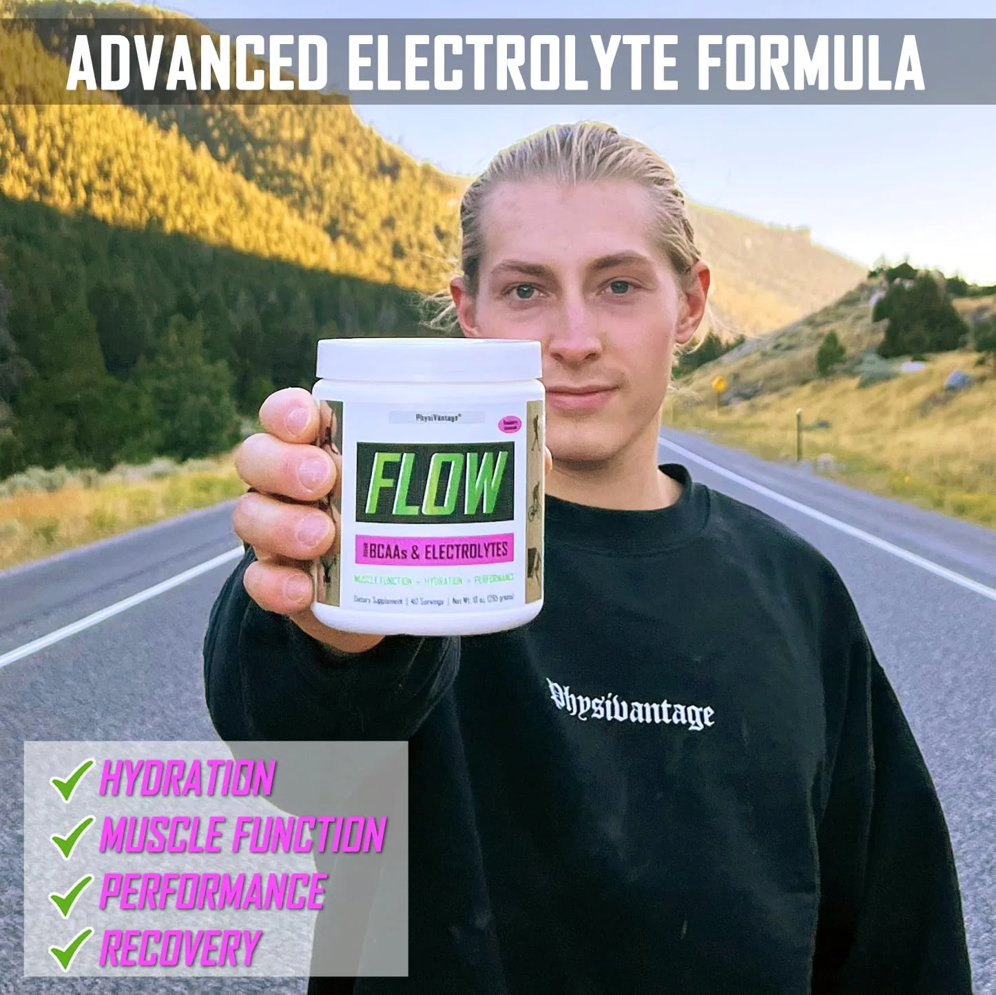 PhysiVantage Flow Electrolyte Powder with BCAAs - Sugar-Free Hydration & Muscle Recovery (Vegan, Keto) Raspberry Lemonade - Image 4