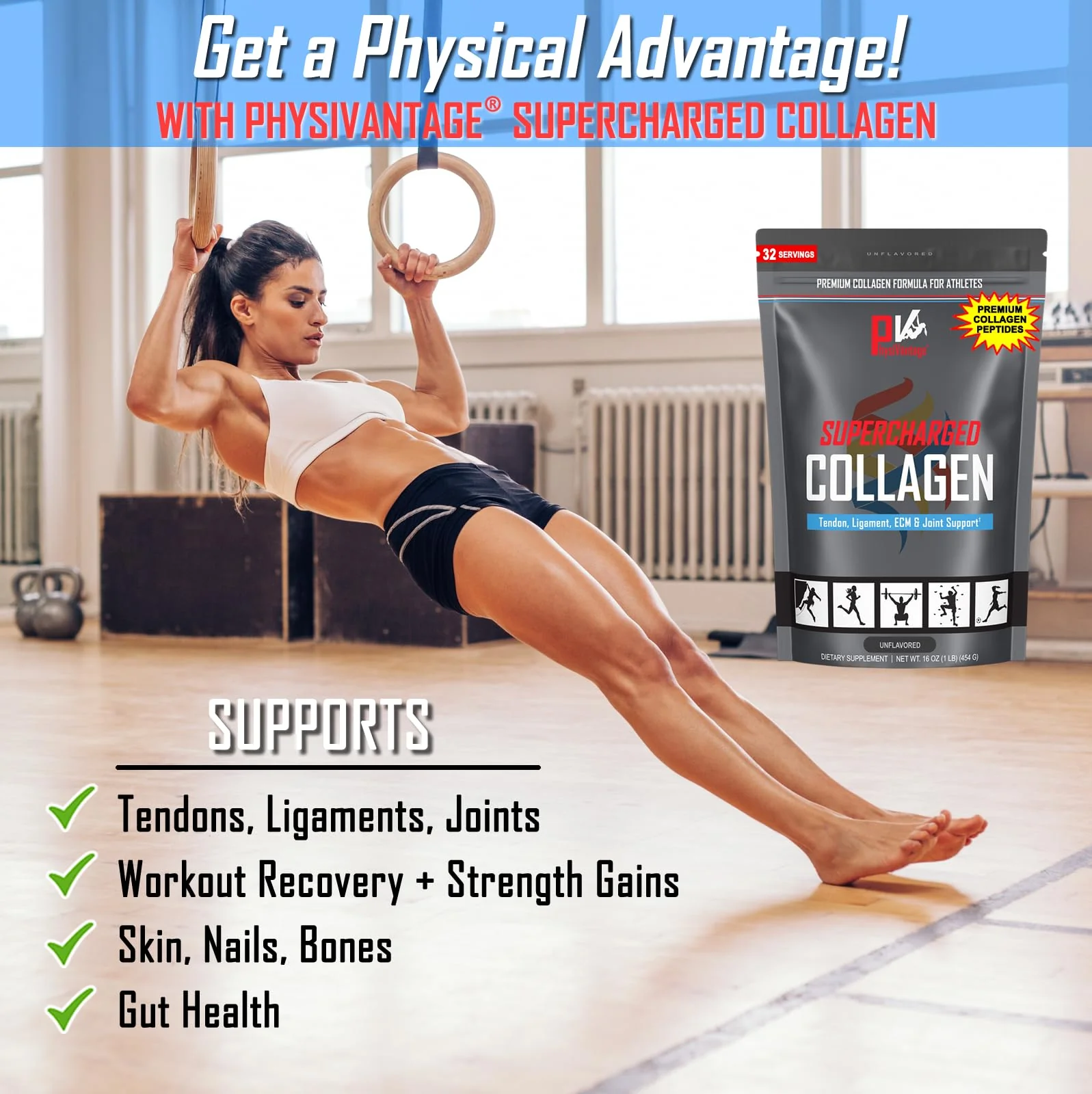 PhysiVantage Supercharged Collagen Peptides – Joints, Tendons & Skin (Chocolate, Grass-Fed, 16 oz) - Image 3