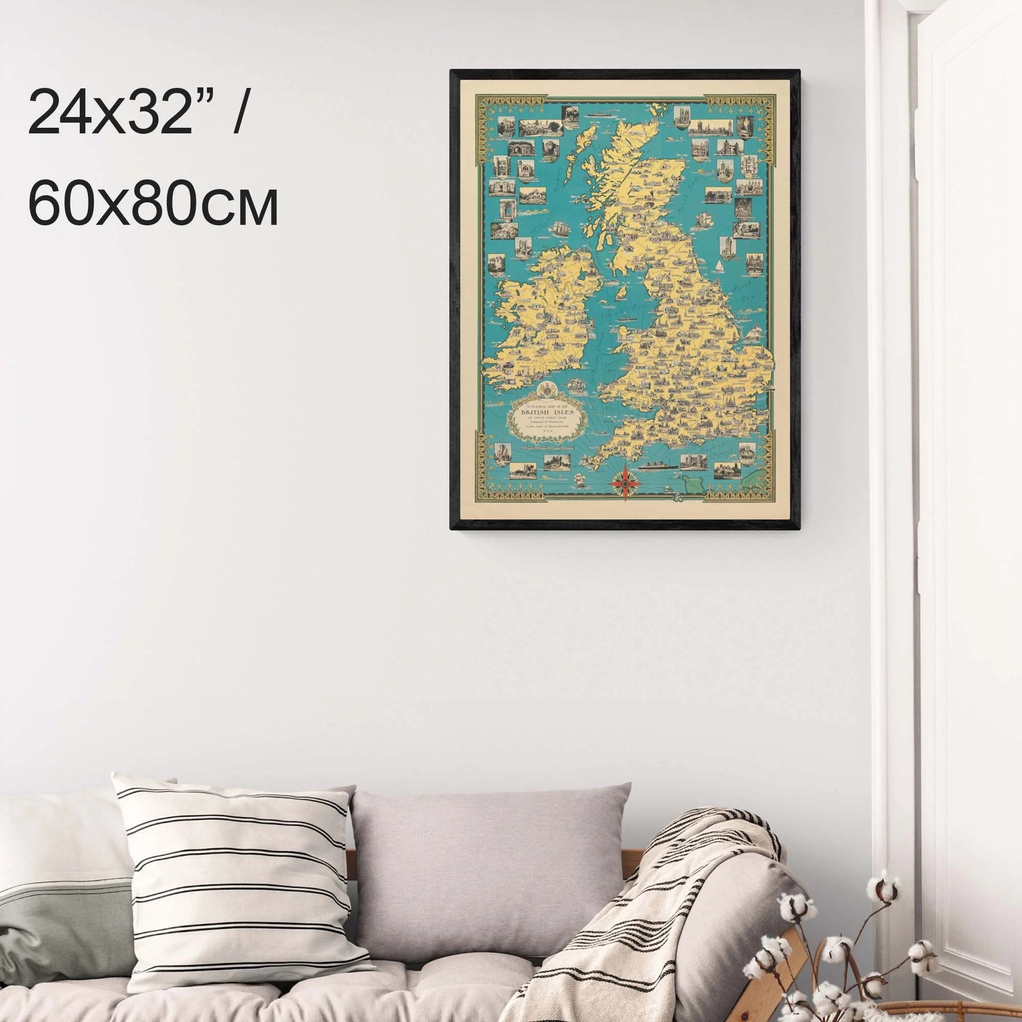"Pictorial Map of the British Isles" on Framed Prints, Print-only, Framed Canvas, Acrylic, Canvas - Image 4