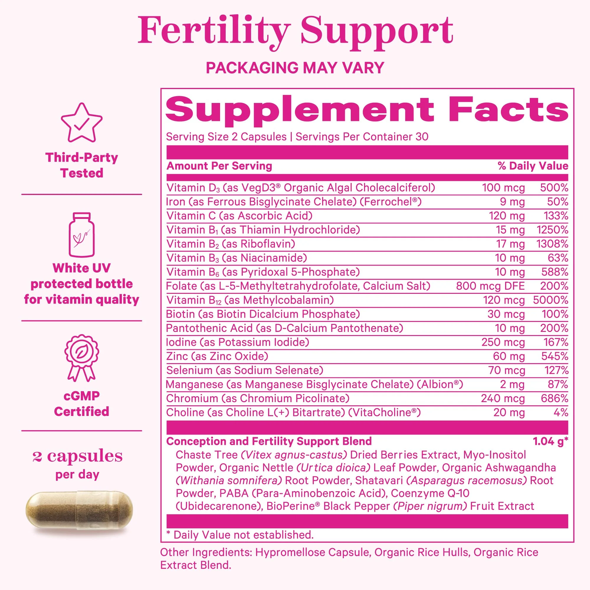 Pink Stork Fertility Supplements for Women — Prenatal Multivitamin for Ovulation & Hormone Balance (120 Capsules) - Image 6