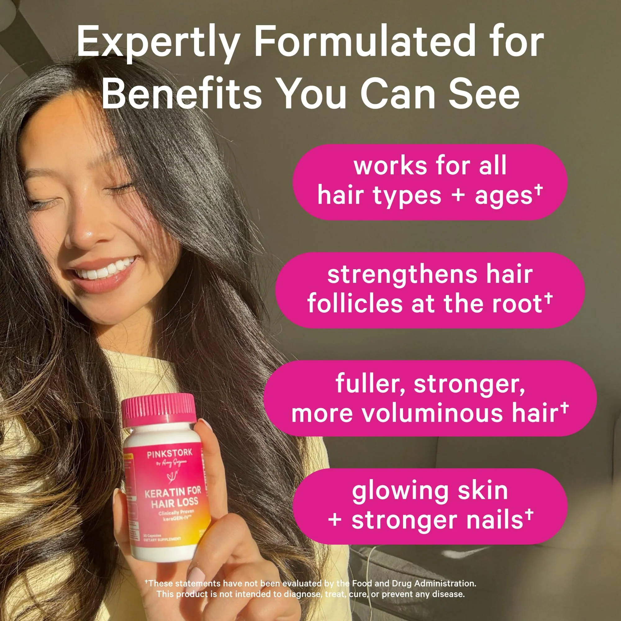 Pink Stork Keratin Hair Loss Supplement for Women | KeraGEN-IV Hair Growth & Postpartum Support - Image 2