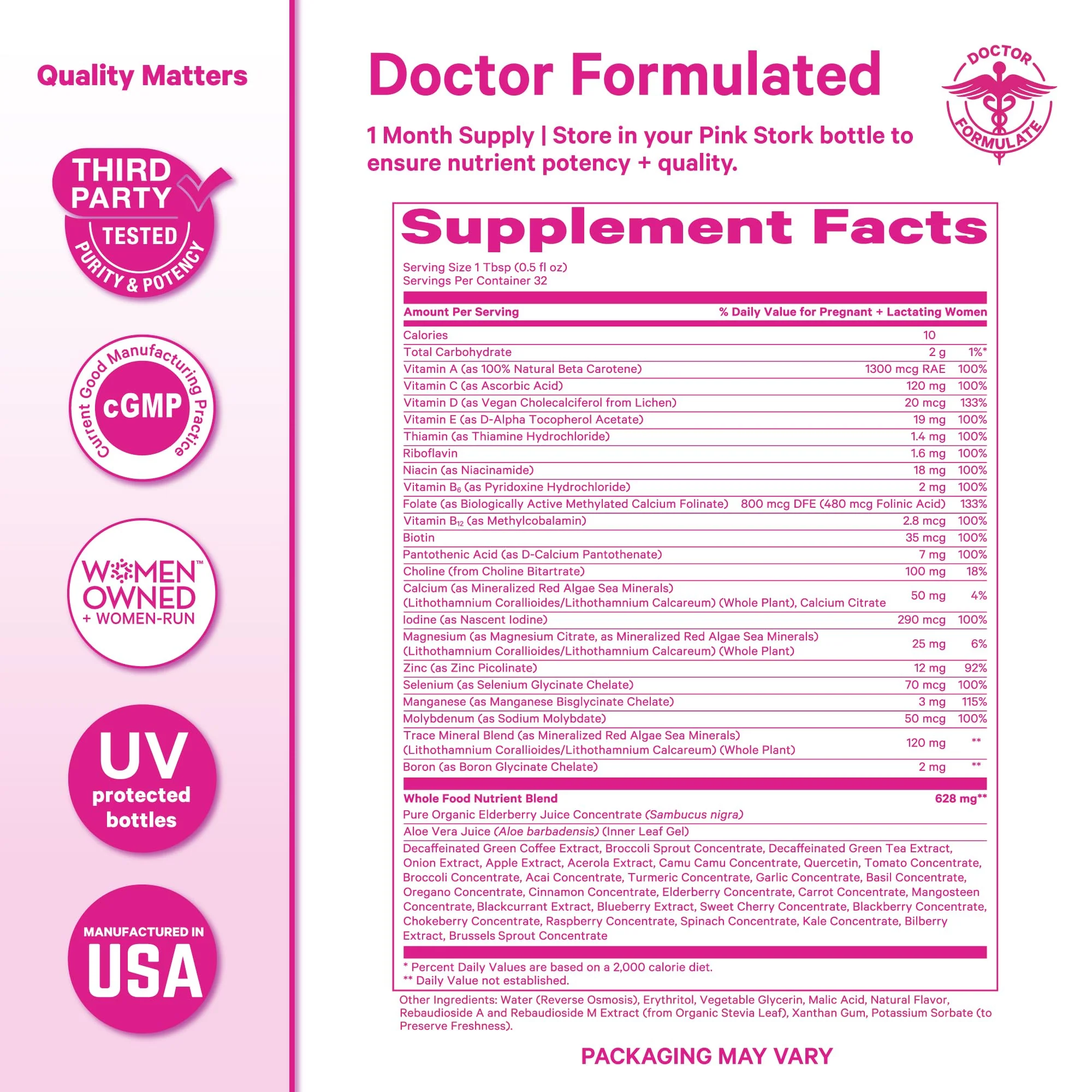 Pink Stork Liquid Prenatal Vitamins for Women – Berry Flavor, Organic Whole-Food Blend, 32 Servings - Image 15