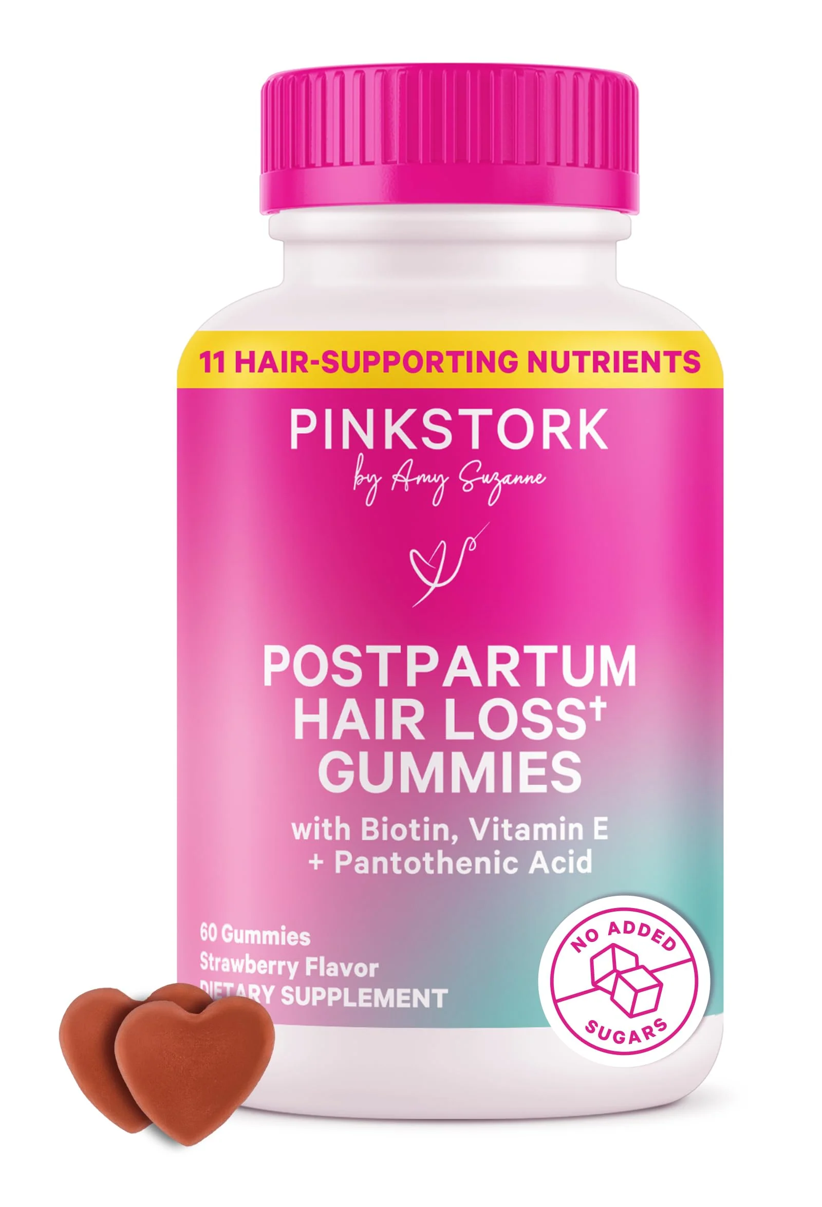 Pink Stork Postpartum Hair Loss Gummies – Biotin, Pantothenic Acid, Vitamin E
