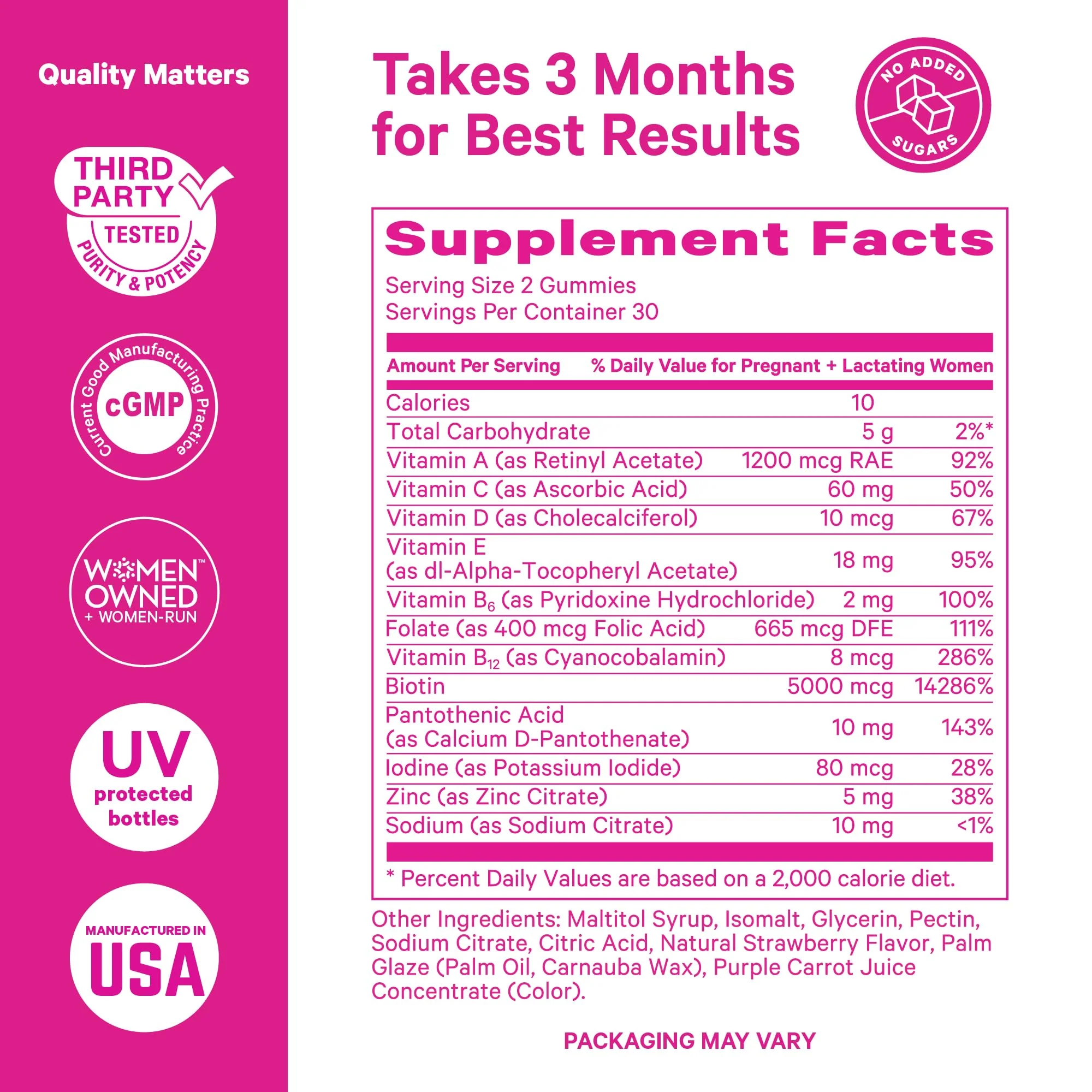 Pink Stork Postpartum Hair Loss Gummies – Biotin, Pantothenic Acid, Vitamin E - Image 4