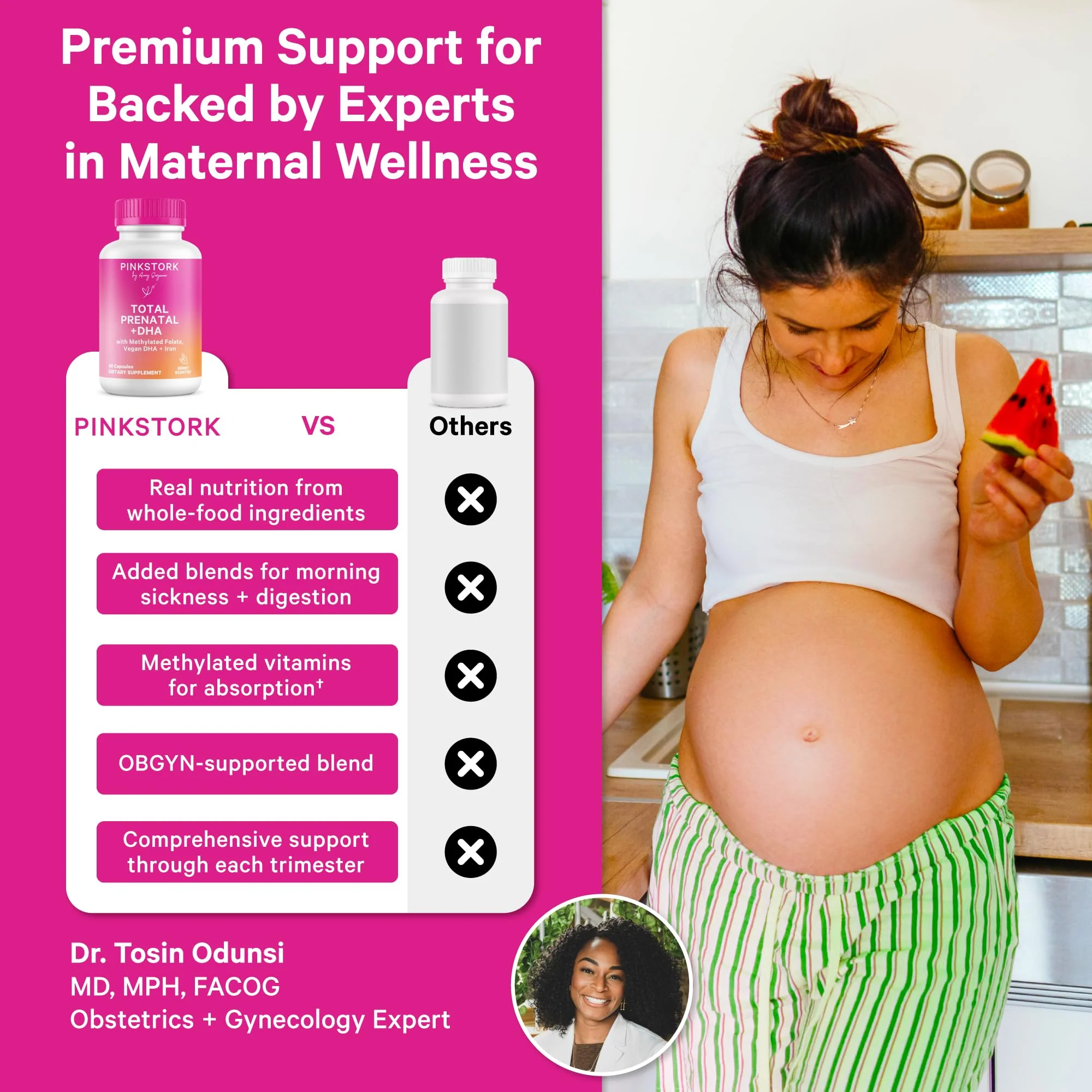 Pink Stork Premium Prenatal Vitamins – Organic Whole-Food Blend with Methylated Folate, Choline & Vegan DHA - Image 11