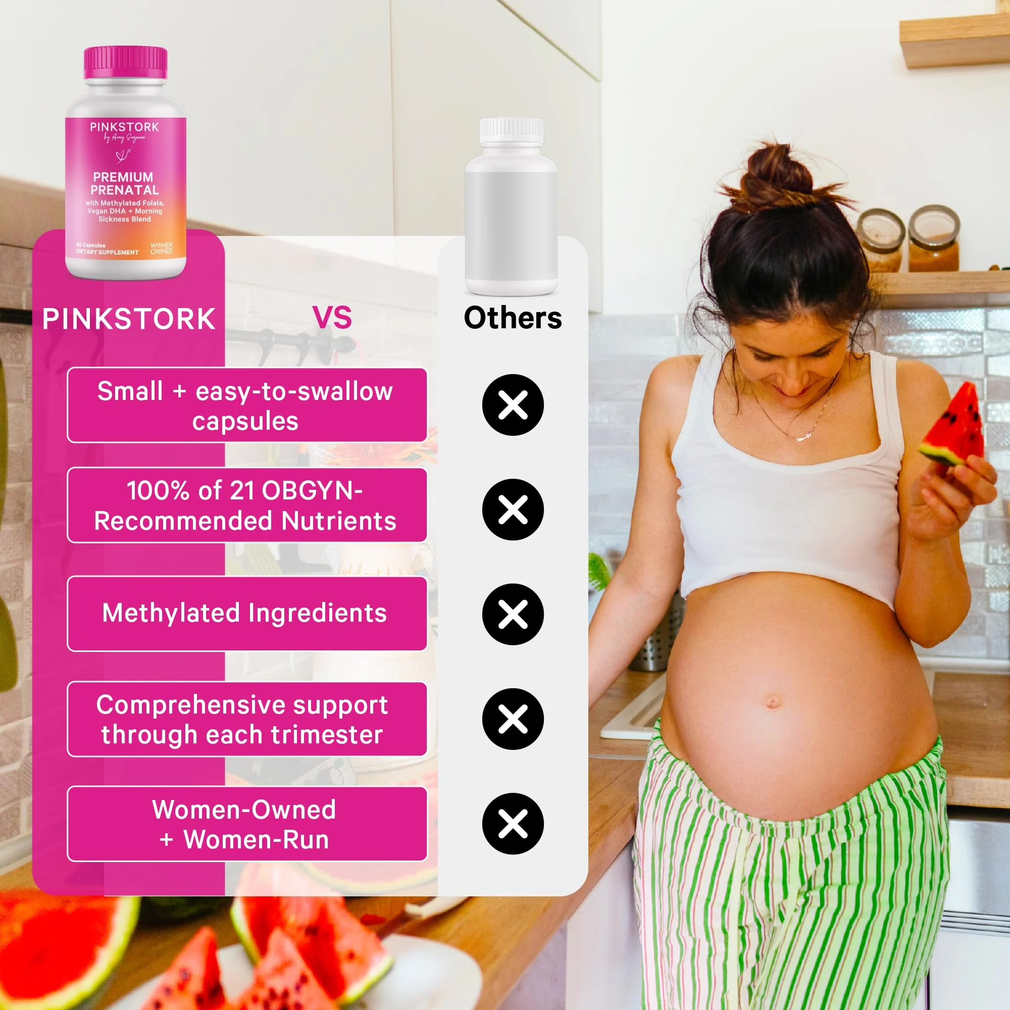 Pink Stork Premium Prenatal Vitamins – Organic Whole-Food Blend with Methylated Folate, Choline & Vegan DHA - Image 5