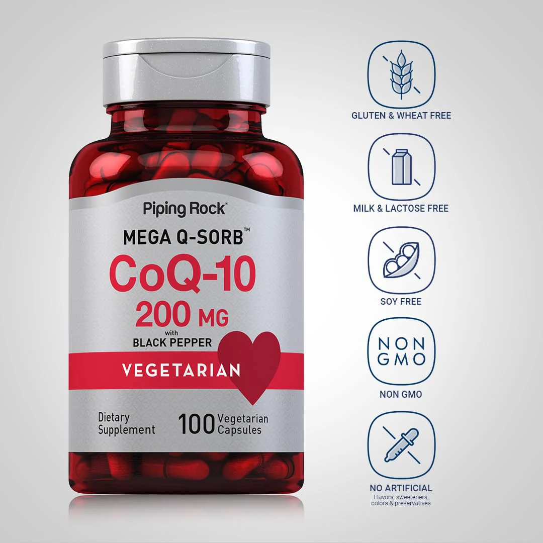 Piping Rock CoQ10 200mg Capsules – 100 Pills (Pack of 2) with Black Pepper Extract - Image 3