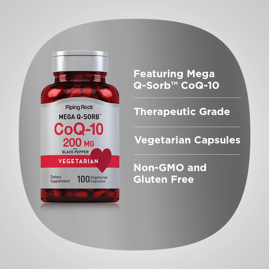 Piping Rock CoQ10 200mg Capsules – 100 Pills (Pack of 2) with Black Pepper Extract - Image 4