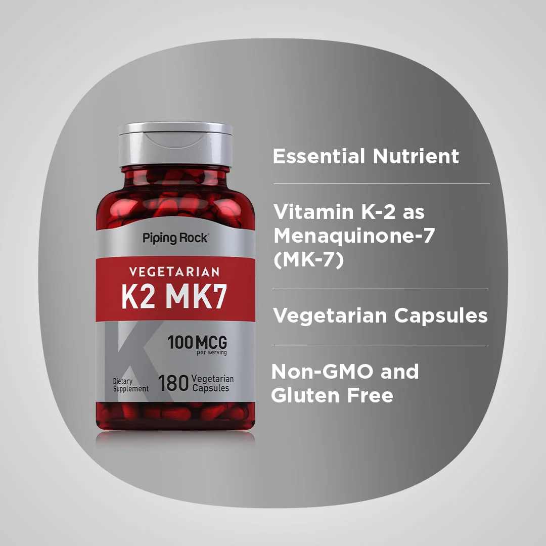 Piping Rock K2 MK7 Vitamin Supplement 100 mcg | 180 Vegetarian Capsules | Pack of 2 - Image 4