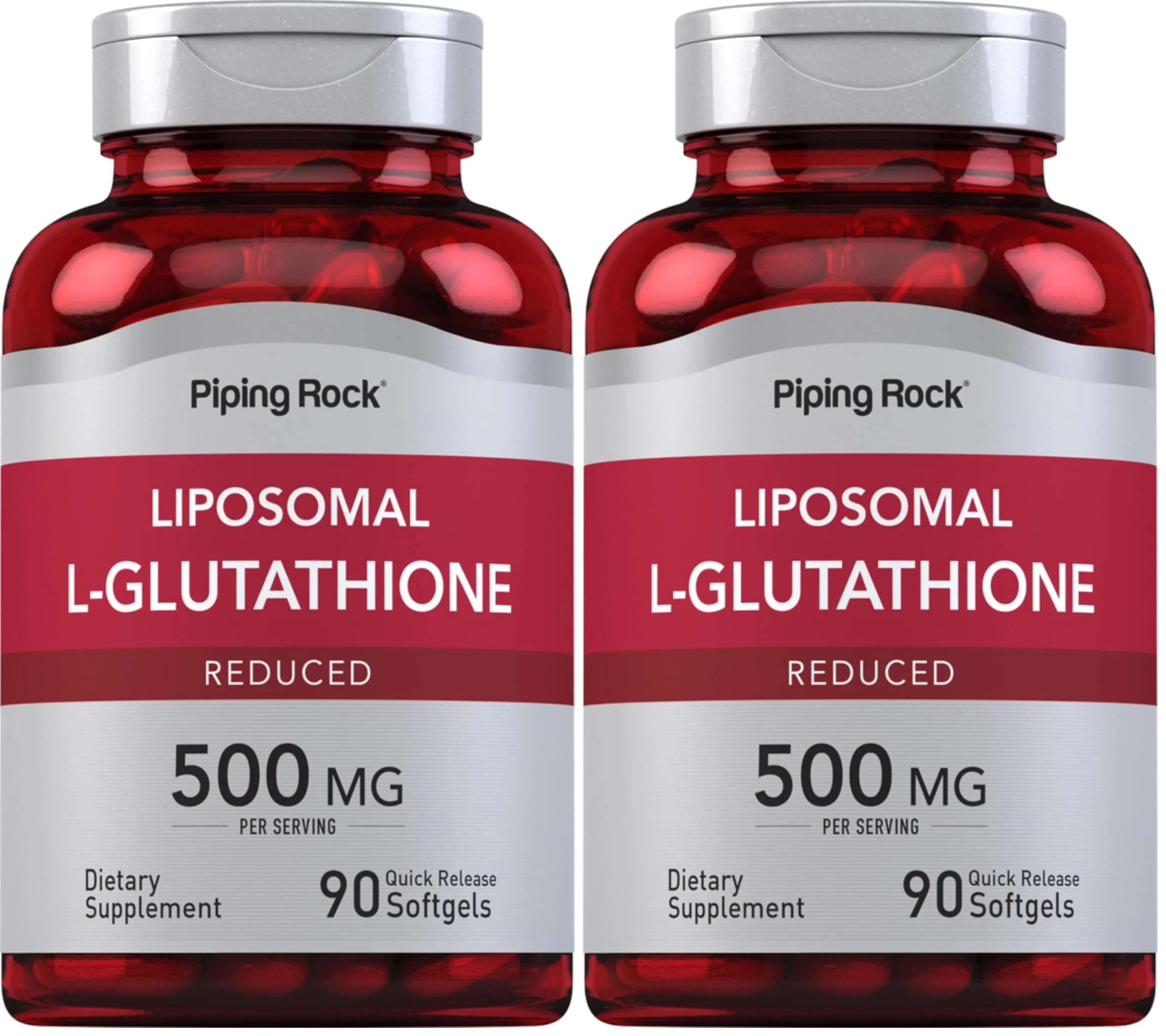 Piping Rock Liposomal Glutathione 500mg | 90 Softgels | Pack of 2 | Non-GMO & Gluten Free