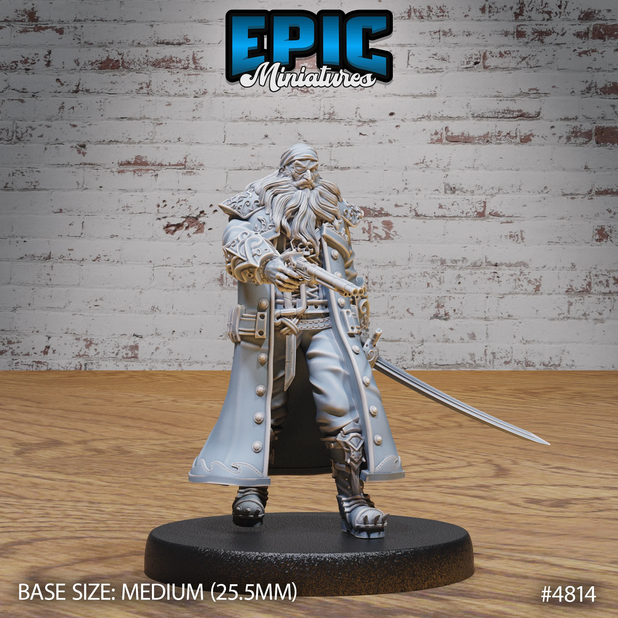 Pirate Captain Barbarossa #4814-#4816 by Epic Miniatures - Mysterious Ocean | DnD Tabletop Miniatures (28mm Scale) - Image 2