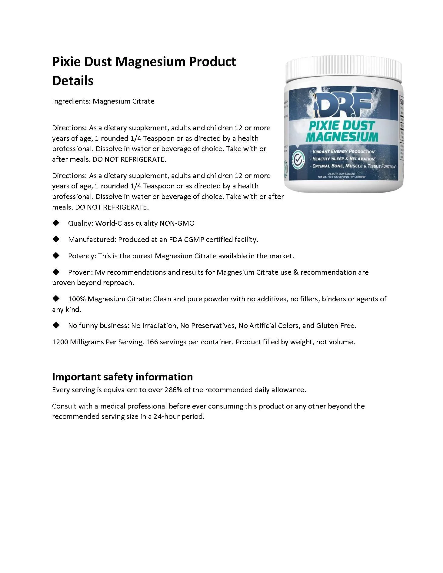 Pixie Dust Magnesium by Dr. Farrah World Renown Medical Doctor | Vibrant Energy Production | Healthy Sleep & Relaxation | Optimal Bone, Muscle, & Tissue Function - Image 4