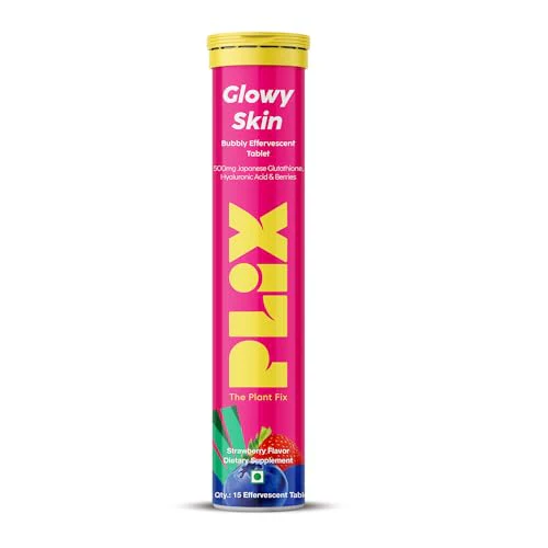 PLIX Glowy Skin 500mg Glutathione | Hyaluronic Acid, Vitamin C & Berries | 60 Effervescent Tablets – Strawberry - Image 2