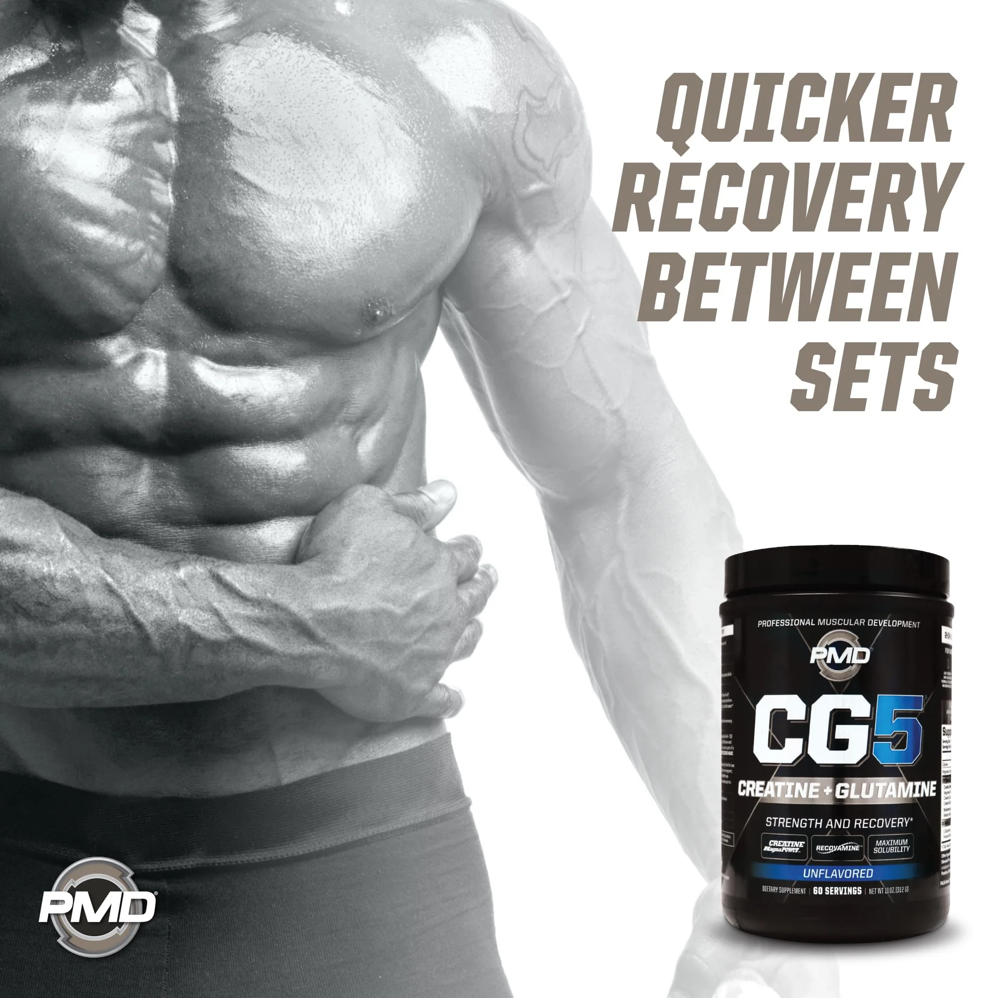 PMD CG5 Premium Creatine & L-Glutamine Powder – Pre & Post Workout Support, Unflavored, 60 Servings - Image 16