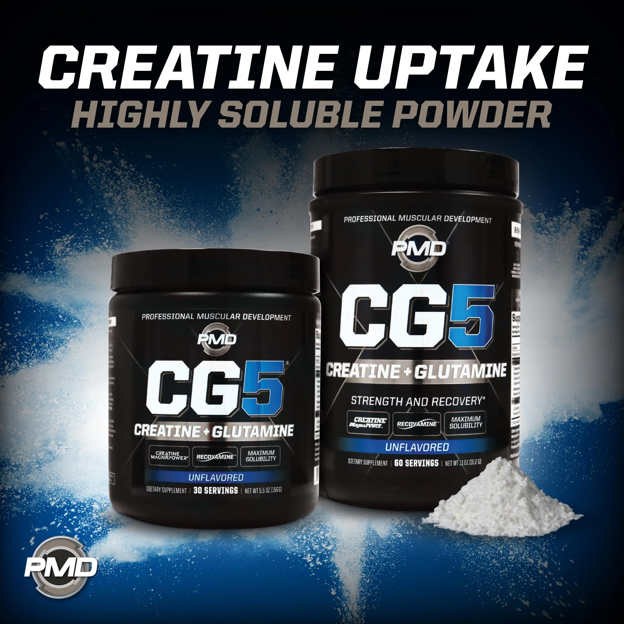PMD CG5 Premium Creatine & L-Glutamine Powder – Pre & Post Workout Support, Unflavored, 60 Servings - Image 6