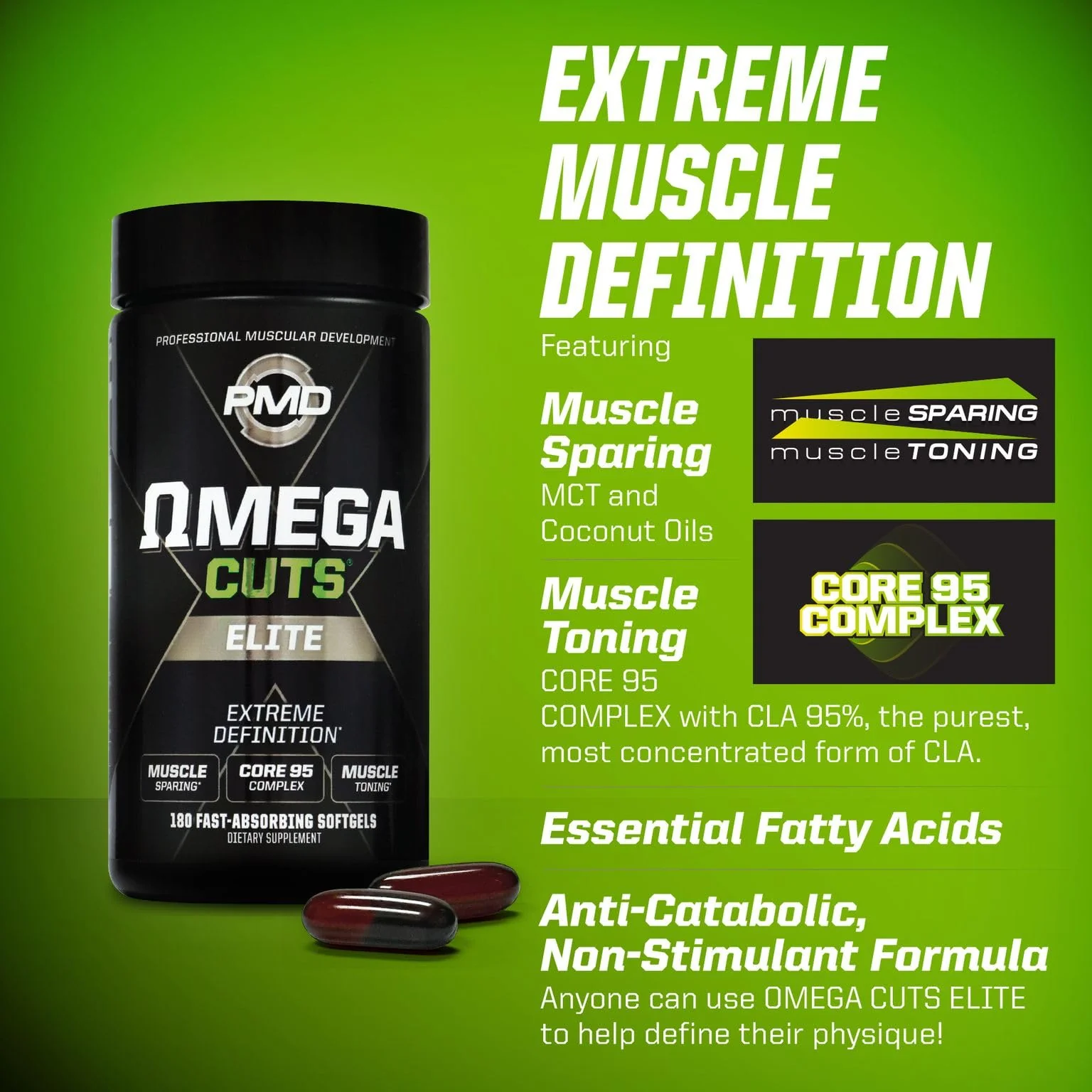 PMD Omega Cuts Elite – Fat Loss & Muscle Definition Formula (180 Softgels) – Stimulant Free - Image 7