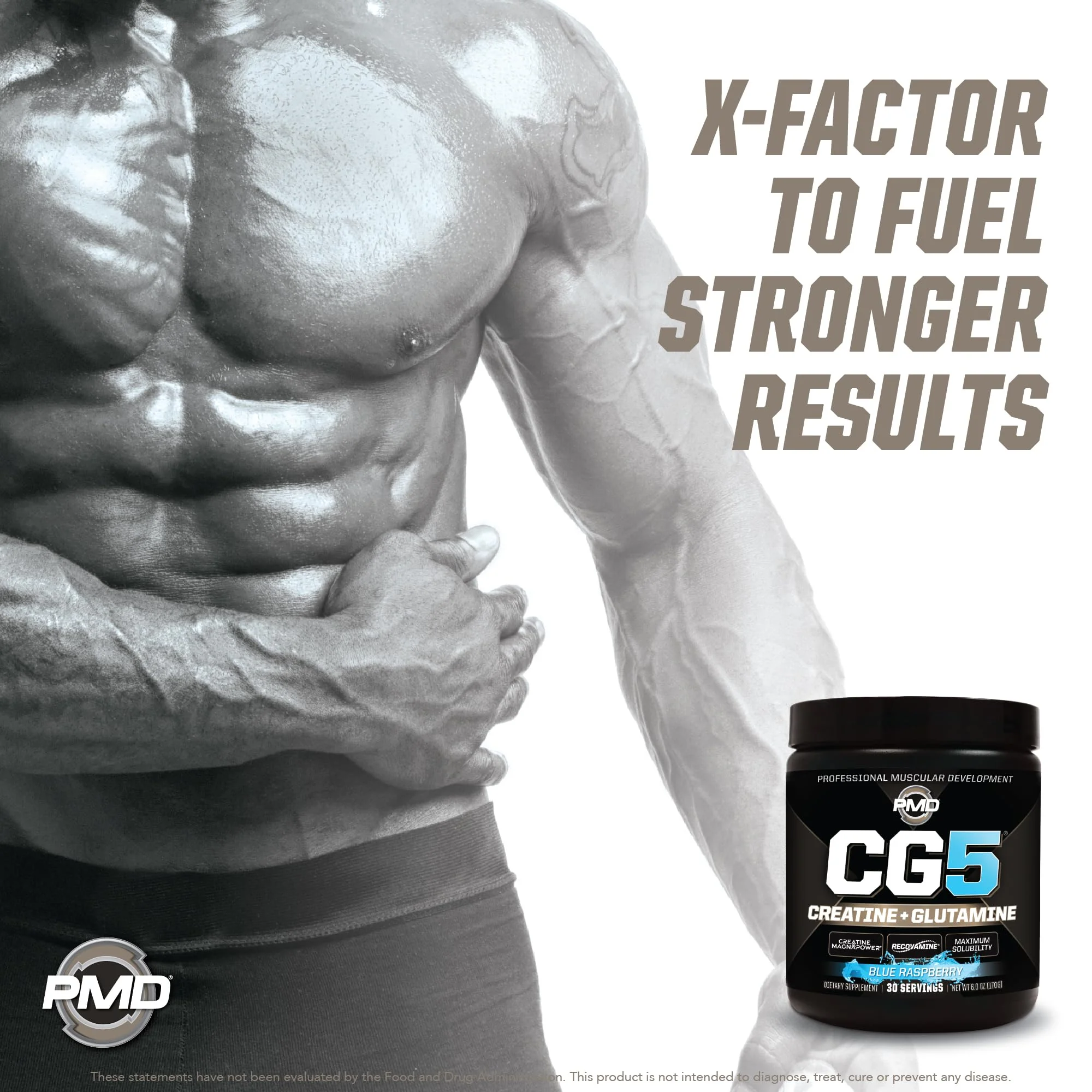 PMD Sports CG5 - Premium Creatine & L-Glutamine Powder for Maximum Strength, Recovery & Lean Muscle - Pre & Post Workout - Blue Raspberry (30 Serv) - Image 8