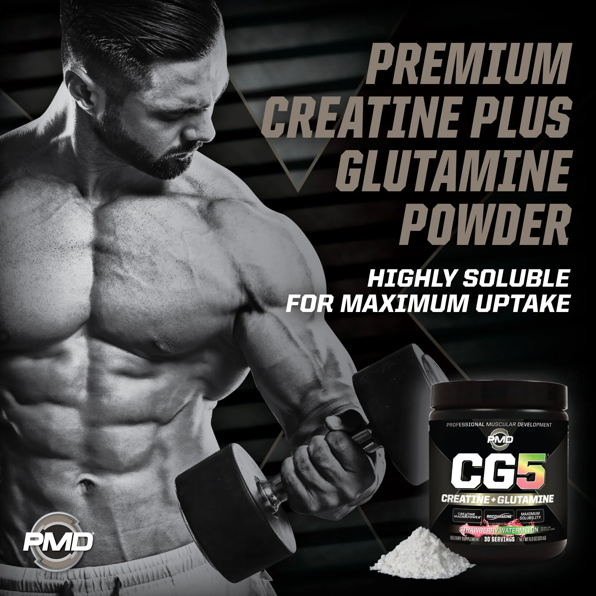 PMD Sports CG5 Premium Creatine & L-Glutamine Powder – Power, Recovery, Lean Muscle (Strawberry Watermelon, 30 Servings) - Image 16