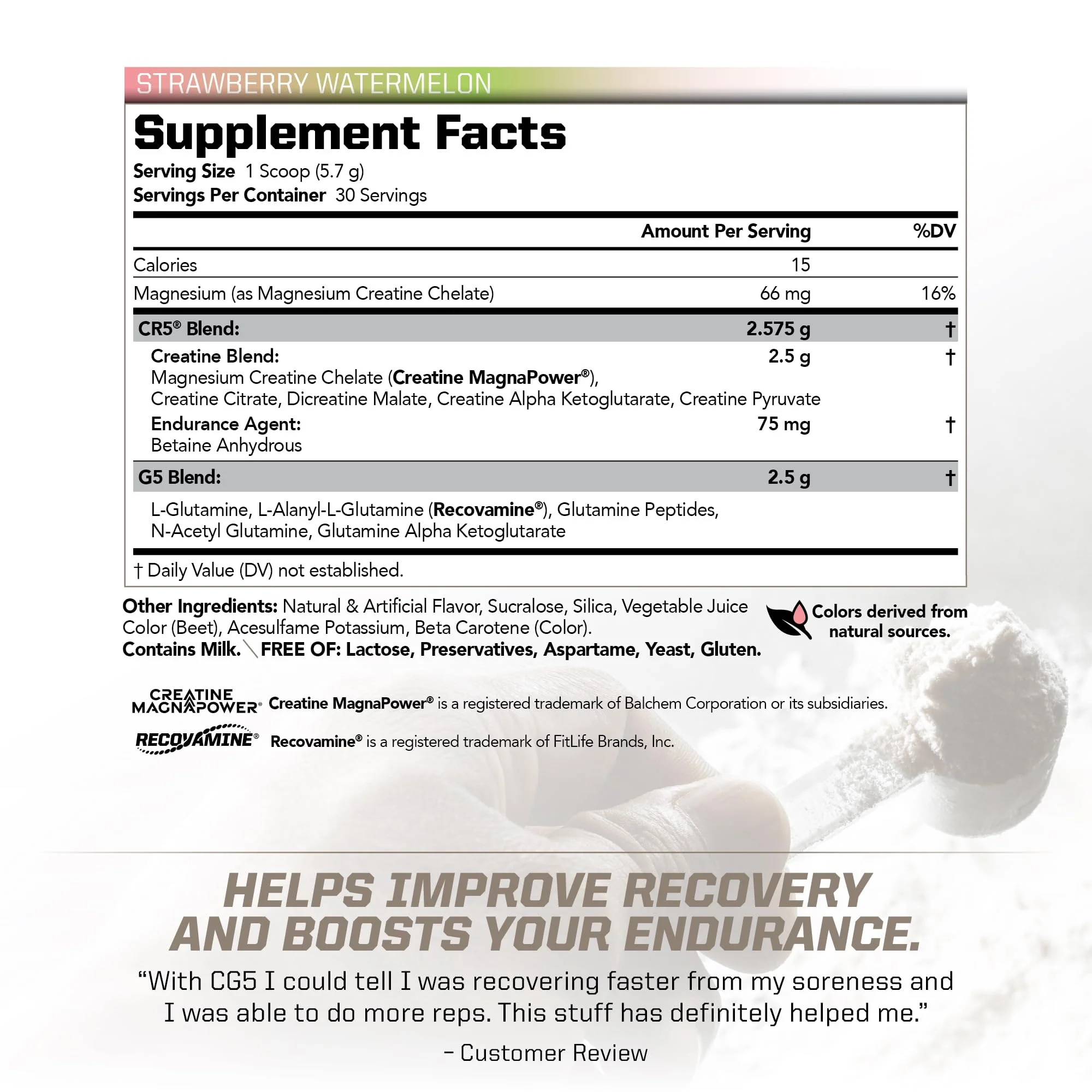 PMD Sports CG5 Premium Creatine & L-Glutamine Powder – Power, Recovery, Lean Muscle (Strawberry Watermelon, 30 Servings) - Image 2