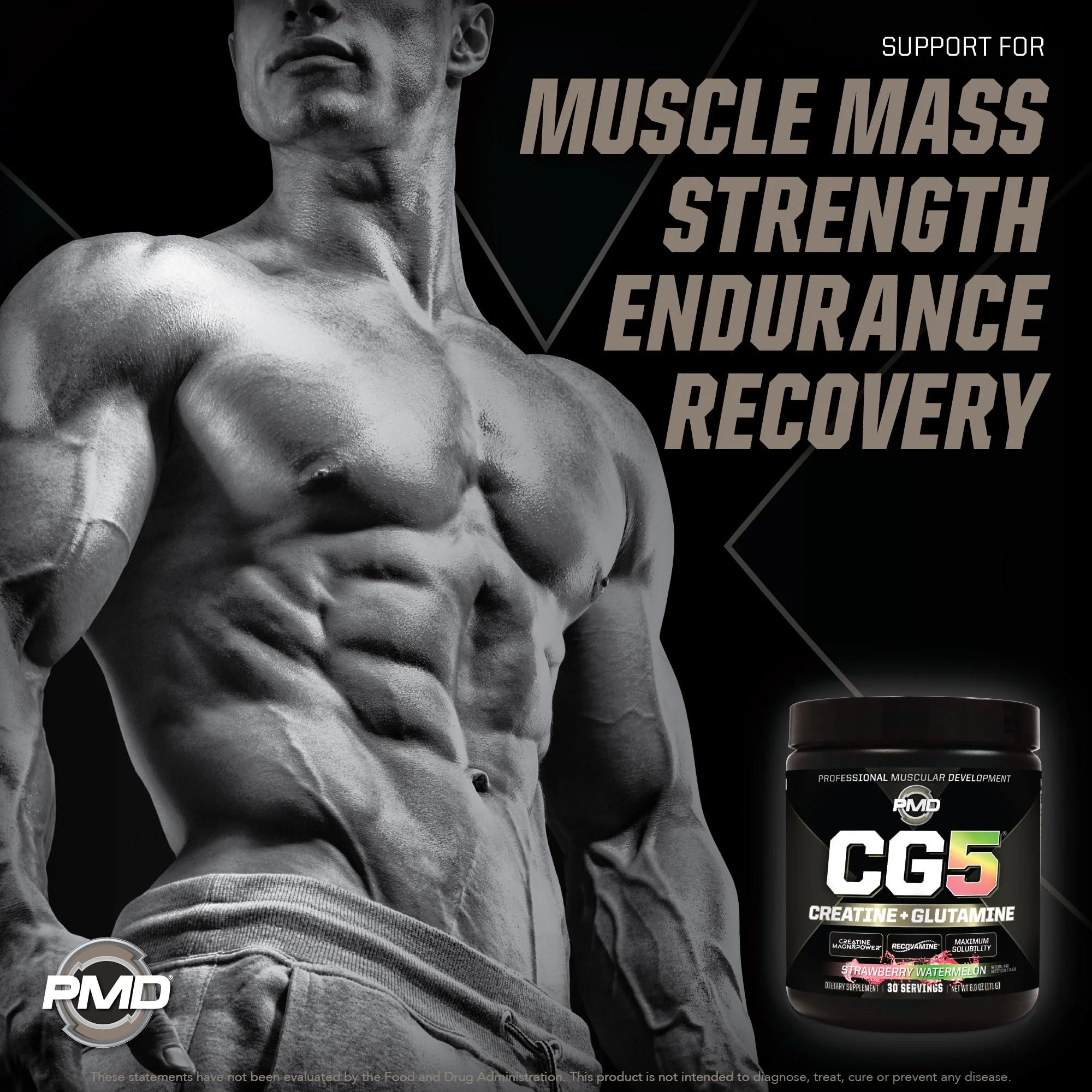 PMD Sports CG5 Premium Creatine & L-Glutamine Powder – Power, Recovery, Lean Muscle (Strawberry Watermelon, 30 Servings) - Image 4