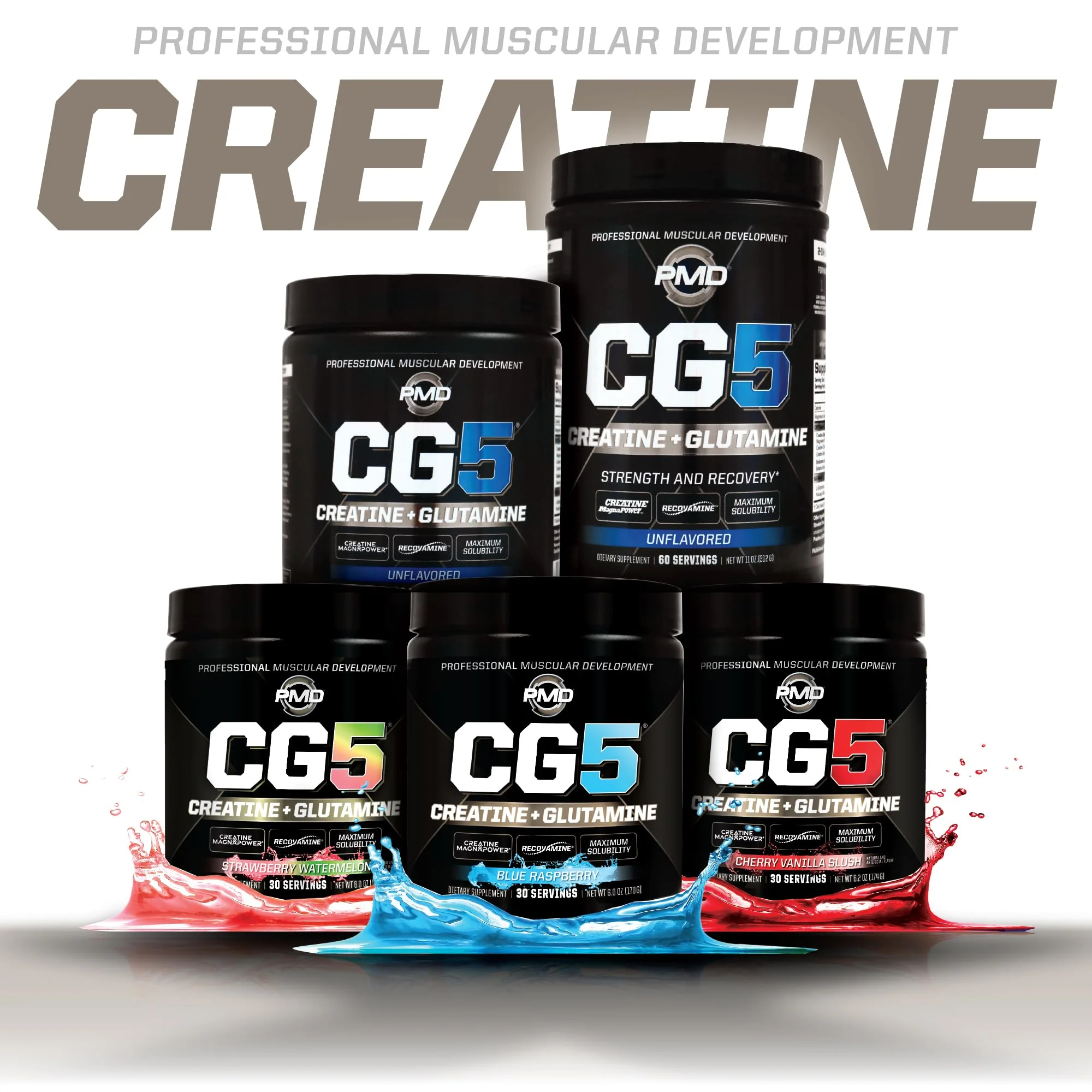 PMD Sports CG5 Premium Creatine & L-Glutamine Powder – Power, Recovery, Lean Muscle (Strawberry Watermelon, 30 Servings) - Image 6